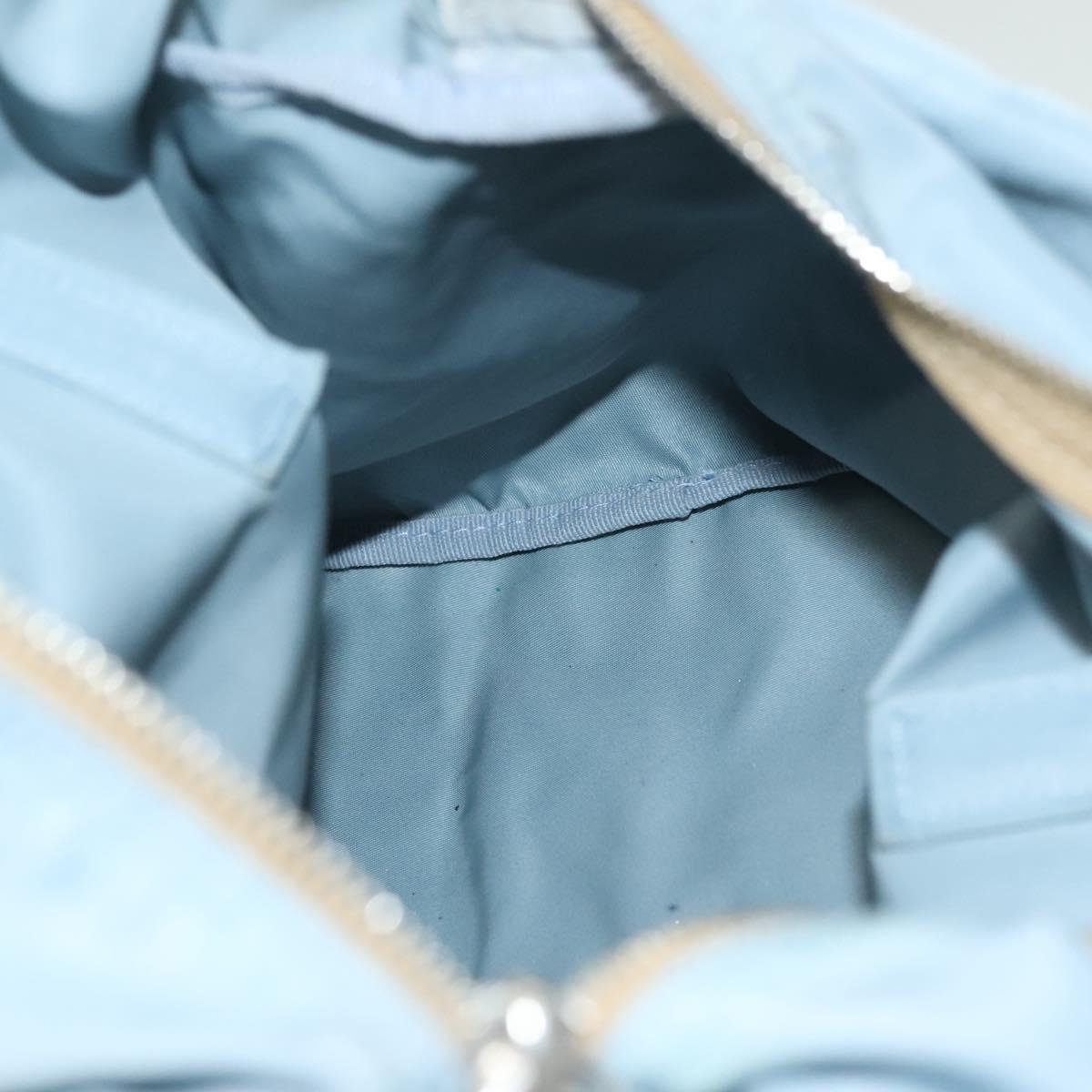 PRADA Boston Bag Nylon Light Blue Silver Auth 127318