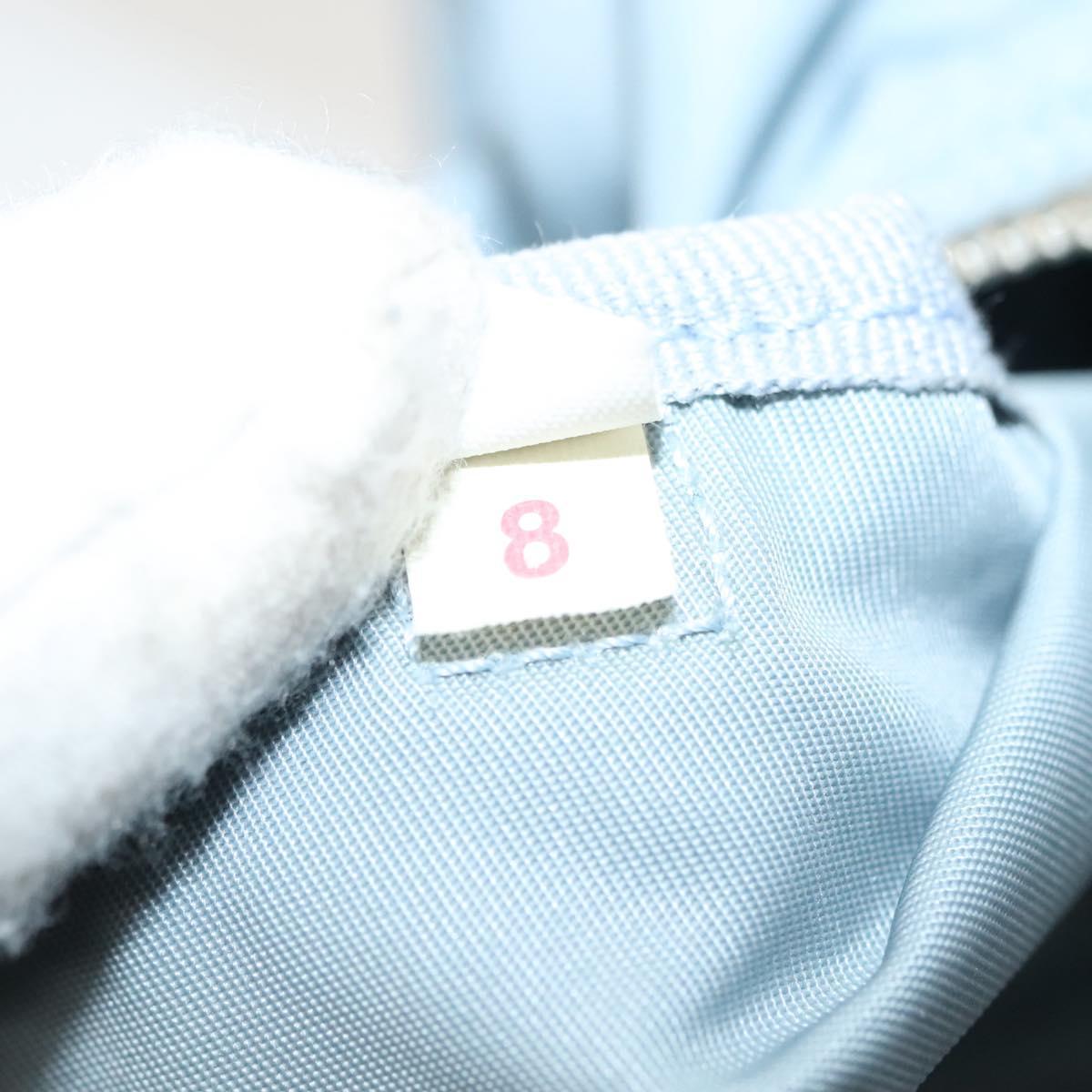 PRADA Boston Bag Nylon Light Blue Silver Auth 127318