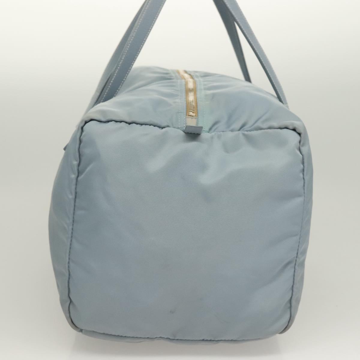 PRADA Boston Bag Nylon Light Blue Silver Auth 127318