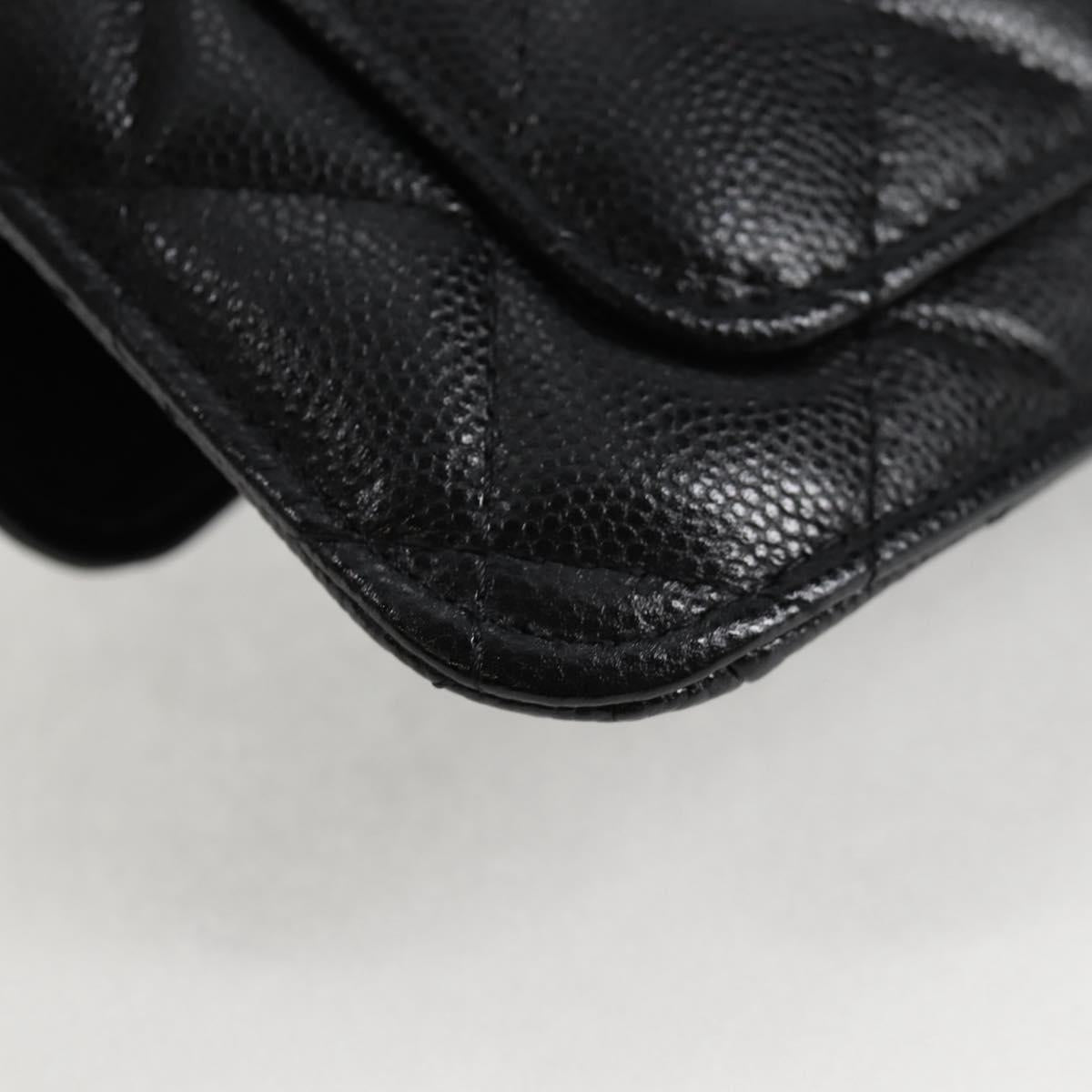 CHANEL Matelasse Chain Shoulder Bag Caviar Skin Black CC Auth 127322SAM