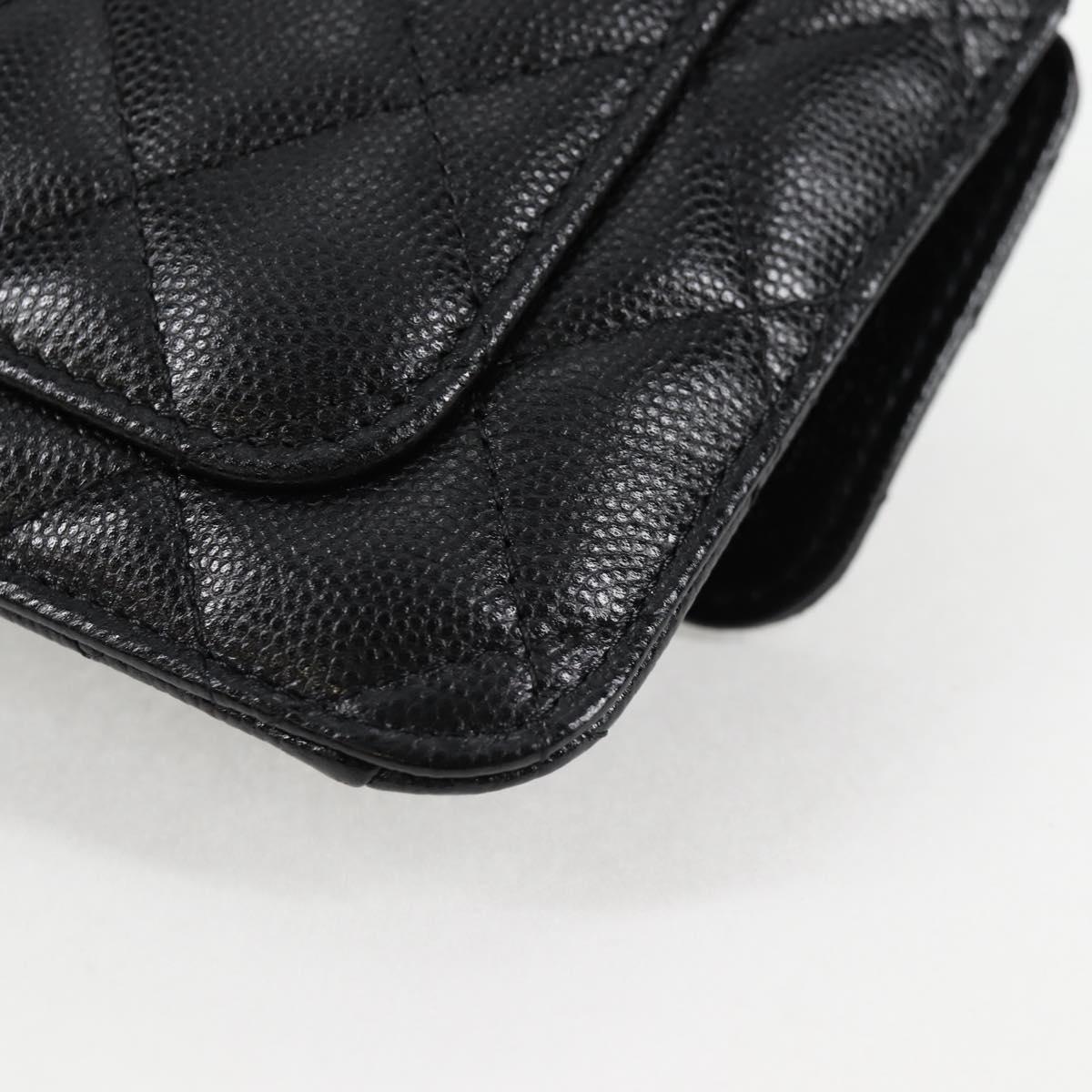CHANEL Matelasse Chain Shoulder Bag Caviar Skin Black CC Auth 127322SAM