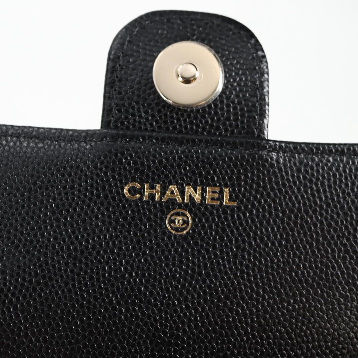 CHANEL Matelasse Chain Shoulder Bag Caviar Skin Black CC Auth 127322SAM