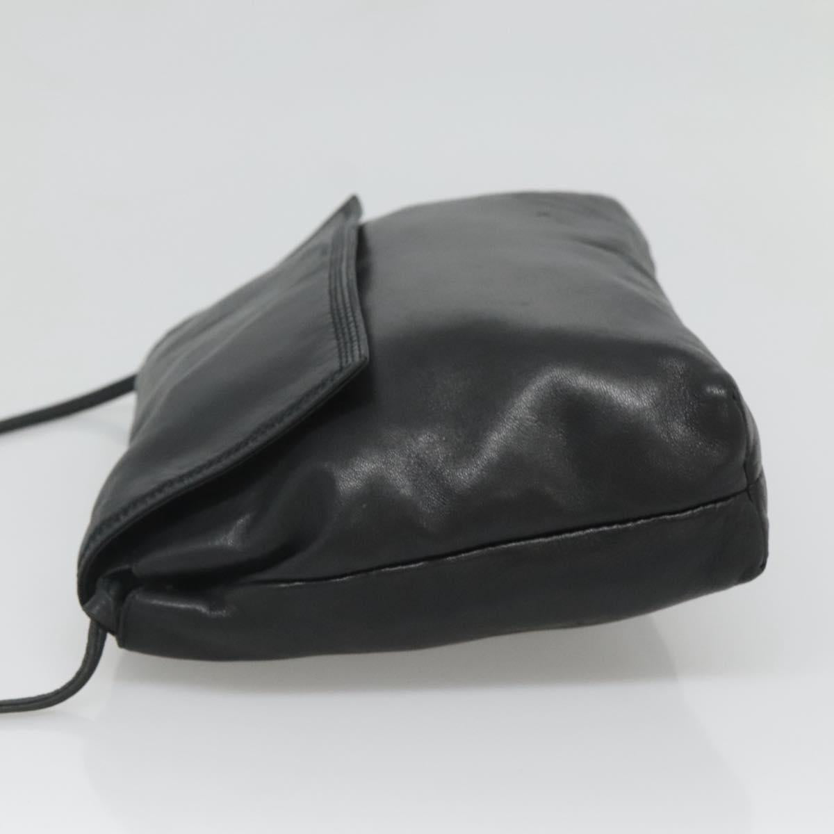 LOEWE Shoulder Bag Leather Black Gold Auth 127349