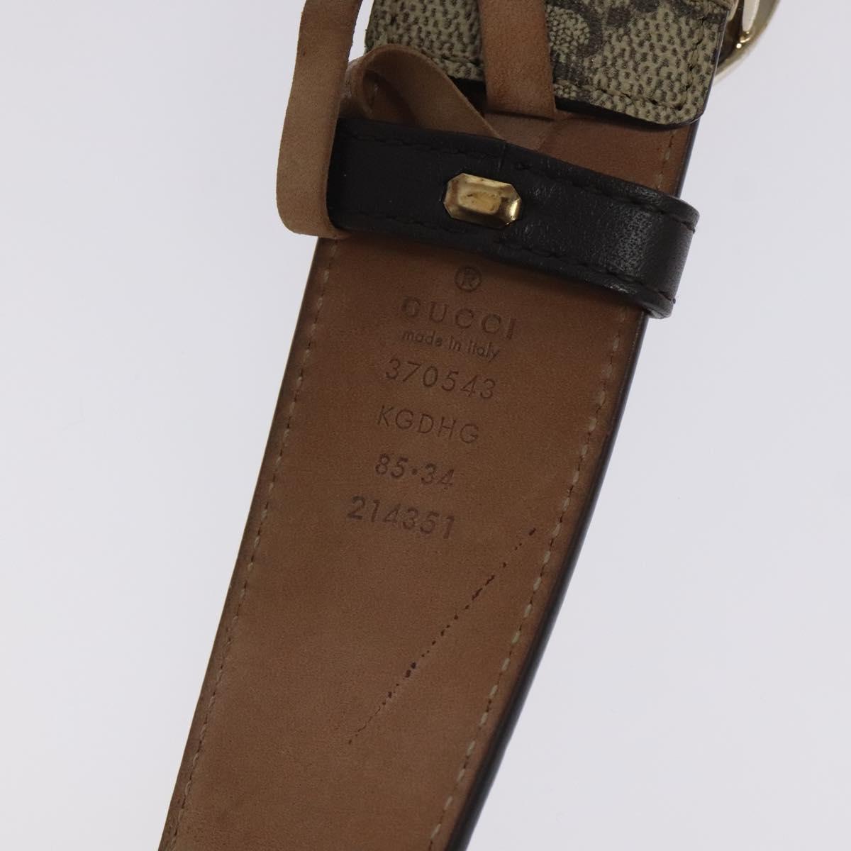 GUCCI Interlocking GG Supreme Belt PVC 39.4"" Beige Gold Auth 127371