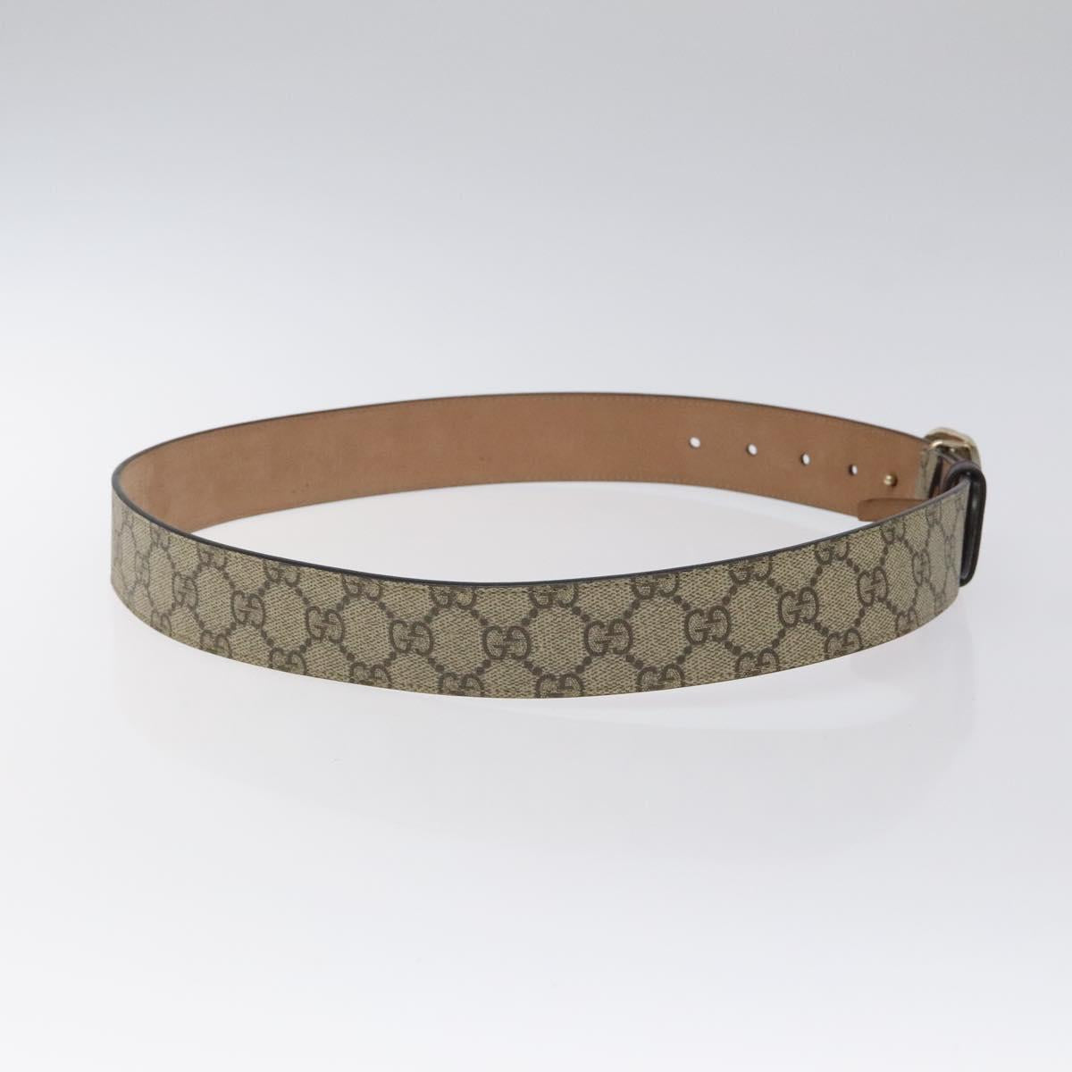 GUCCI Interlocking GG Supreme Belt PVC 39.4"" Beige Gold Auth 127371