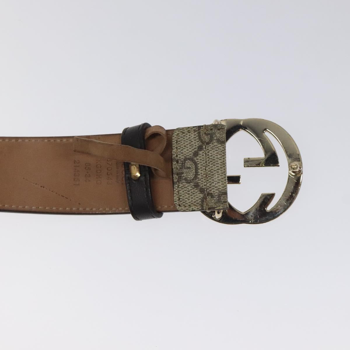 GUCCI Interlocking GG Supreme Belt PVC 39.4"" Beige Gold Auth 127371