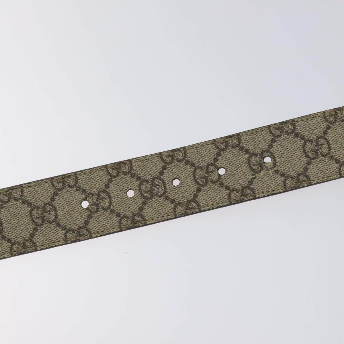GUCCI Interlocking GG Supreme Belt PVC 39.4"" Beige Gold Auth 127371