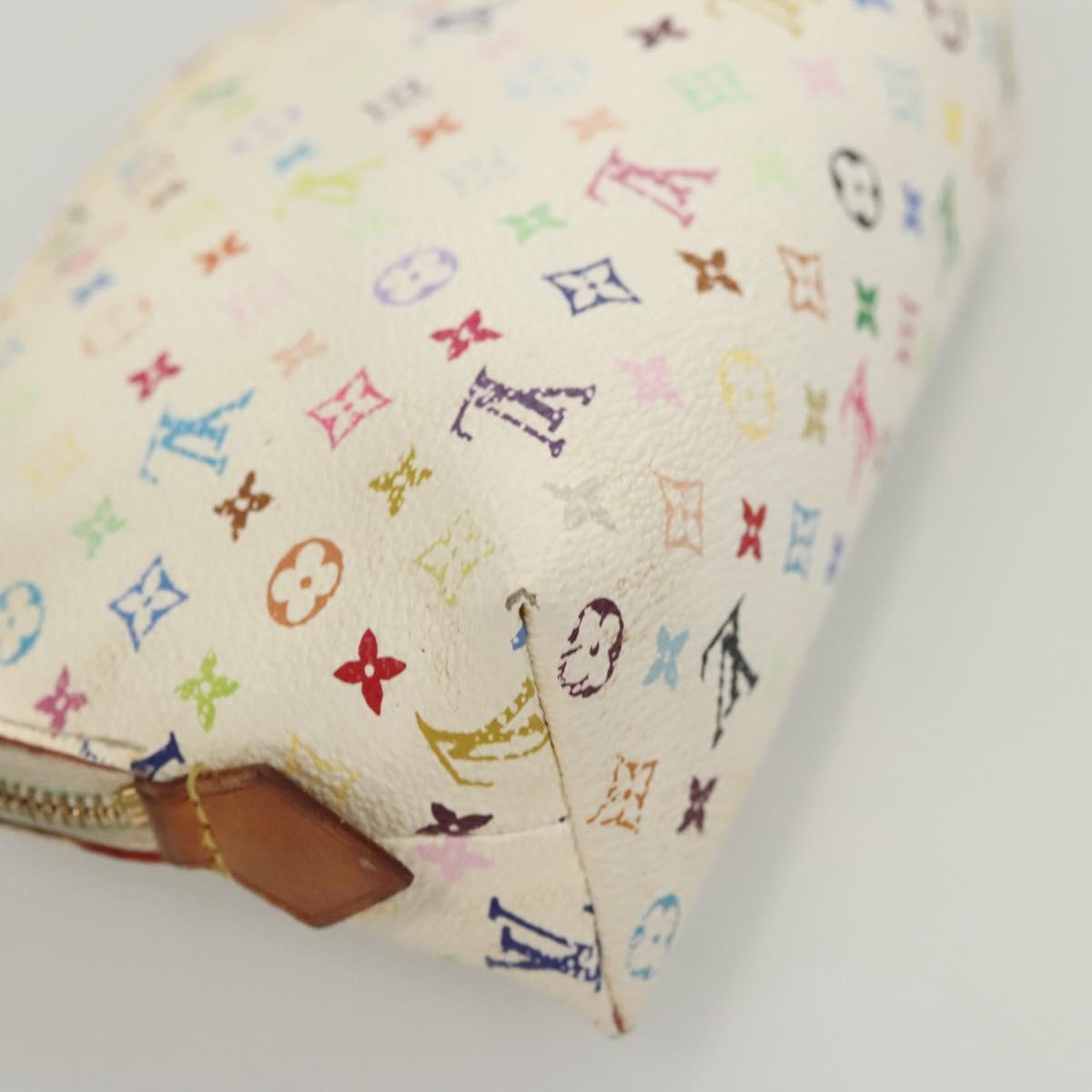 LOUIS VUITTON Monogram Multicolor Pochette Cosmetic White M47354 Auth 127372