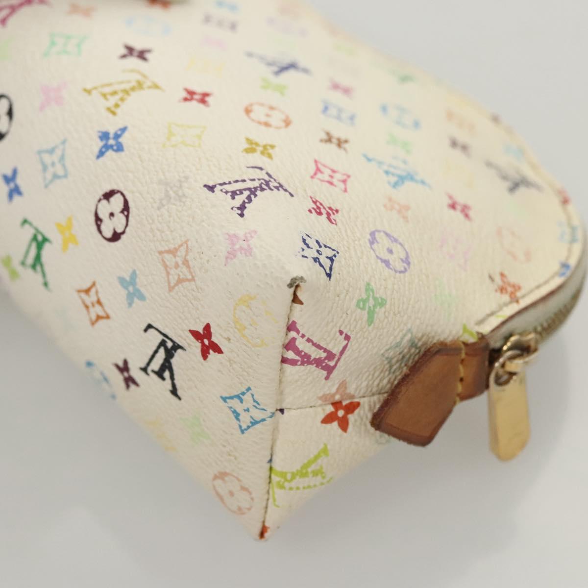 LOUIS VUITTON Monogram Multicolor Pochette Cosmetic White M47354 Auth 127372
