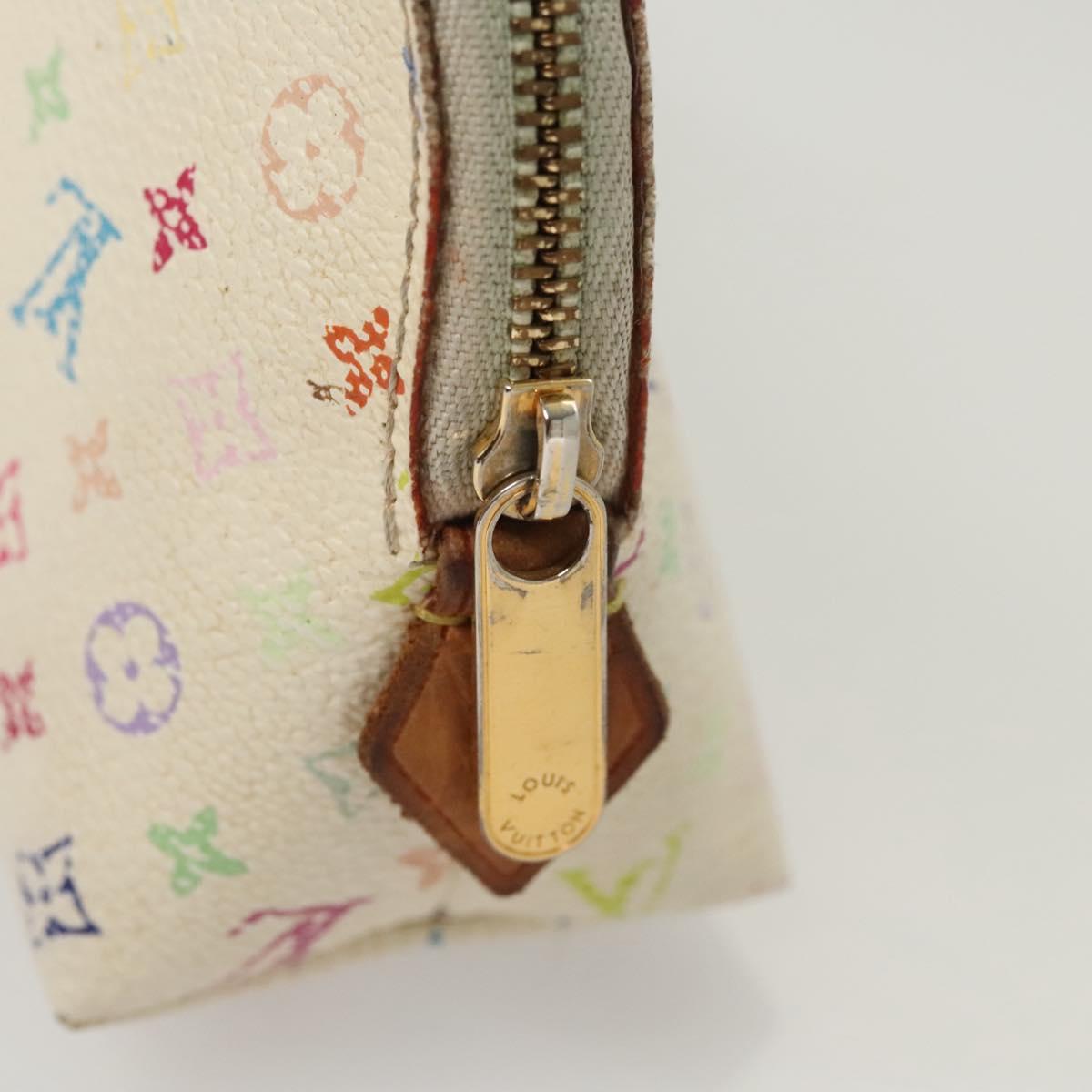LOUIS VUITTON Monogram Multicolor Pochette Cosmetic White M47354 Auth 127372