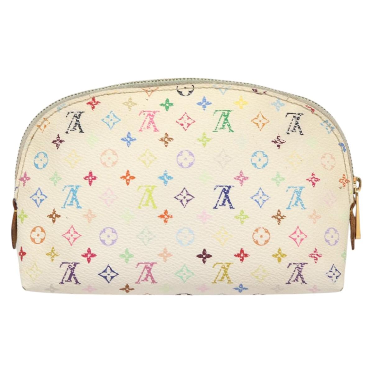 LOUIS VUITTON Monogram Multicolor Pochette Cosmetic White M47354 Auth 127372
