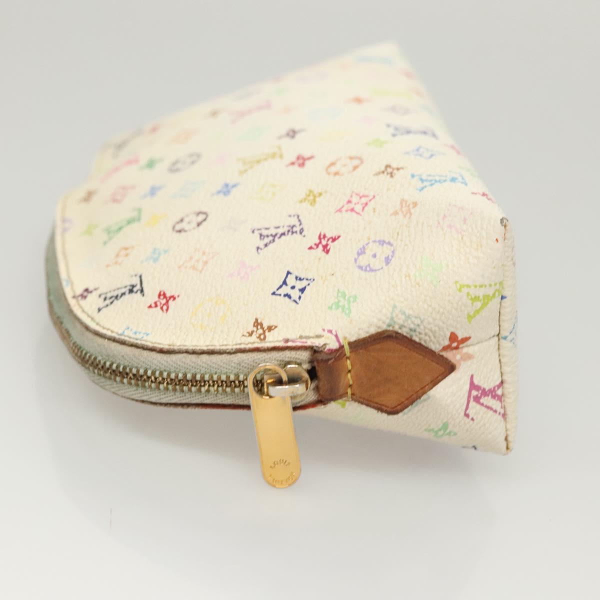 LOUIS VUITTON Monogram Multicolor Pochette Cosmetic White M47354 Auth 127372