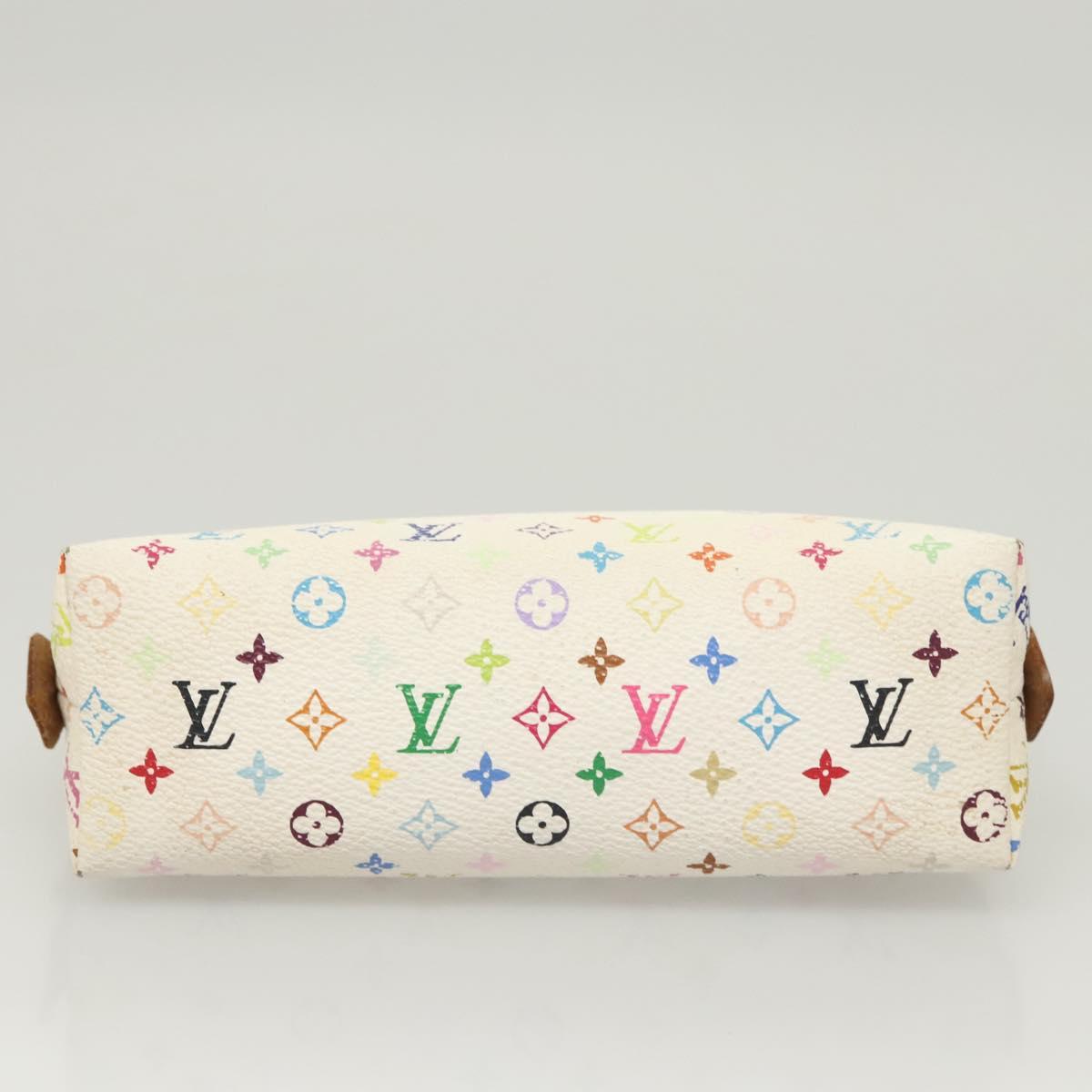 LOUIS VUITTON Monogram Multicolor Pochette Cosmetic White M47354 Auth 127372