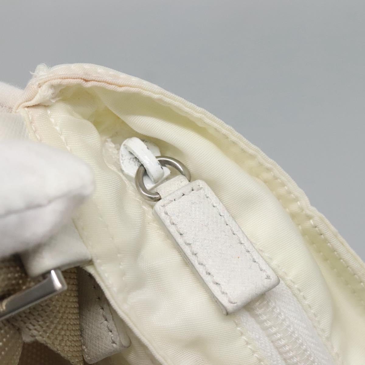 PRADA Shoulder Bag Nylon White Silver Auth 127376