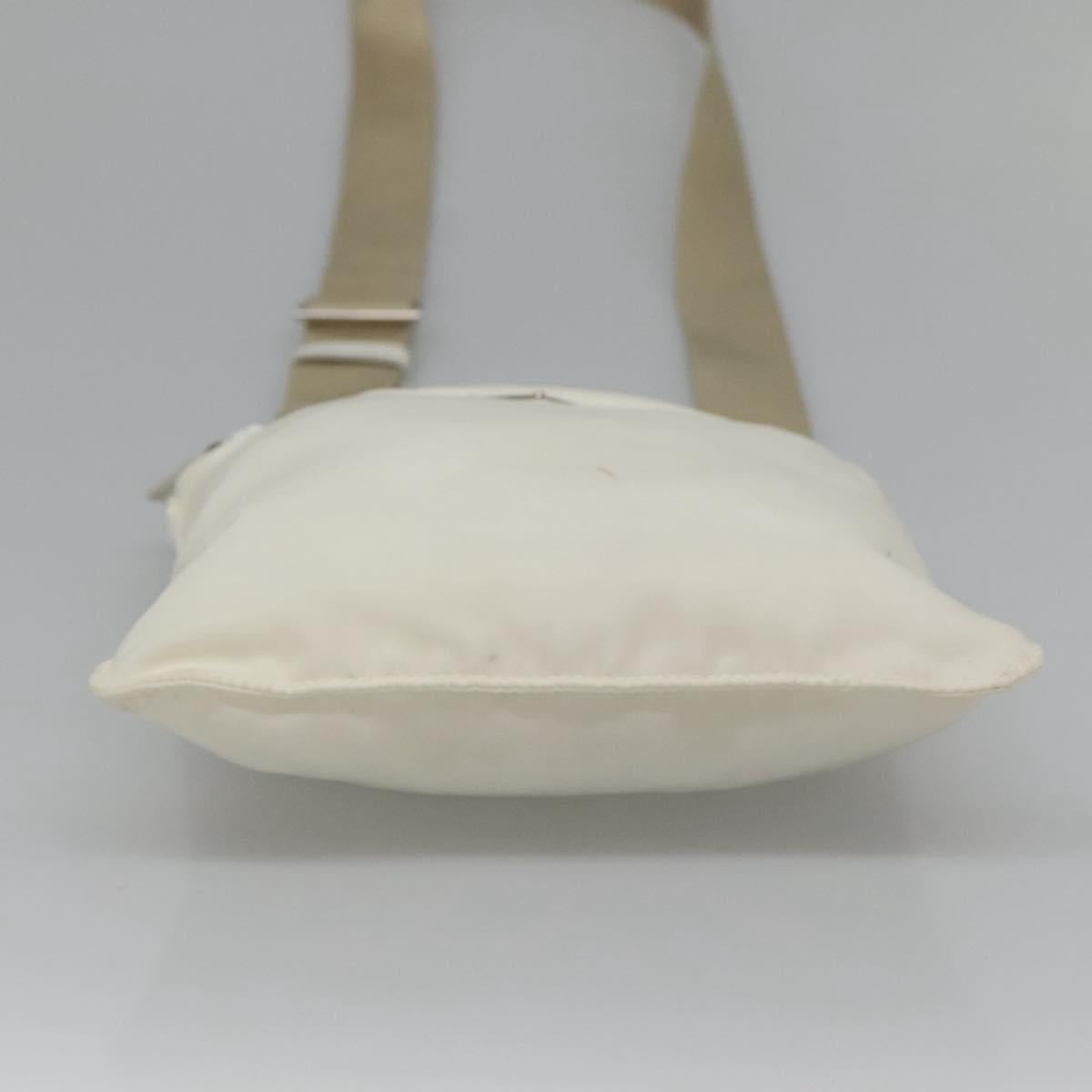PRADA Shoulder Bag Nylon White Silver Auth 127376