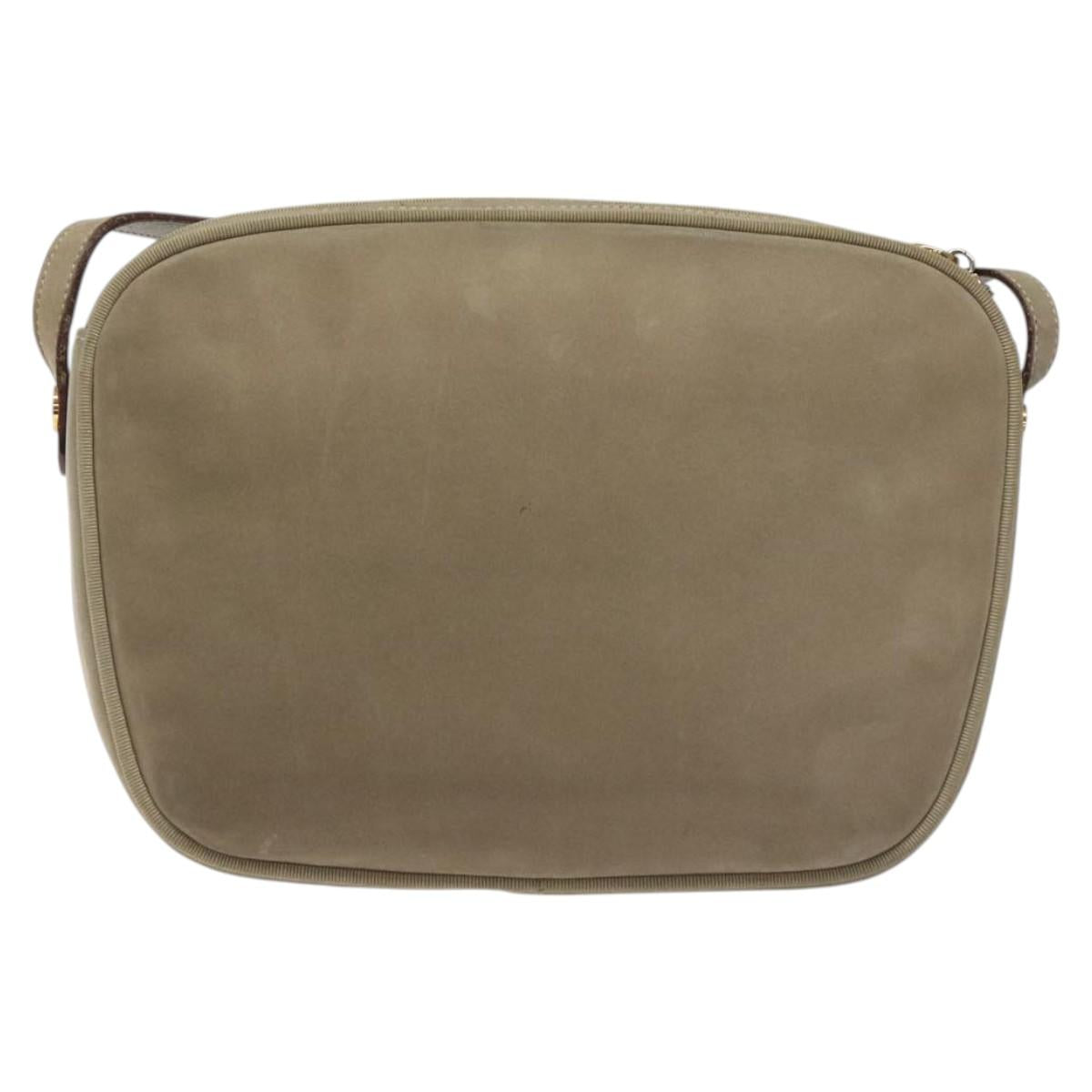 Salvatore Ferragamo Vala Shoulder Bag Suede Beige Gold Auth 127380