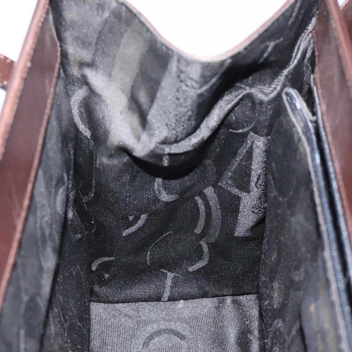 Salvatore Ferragamo Shoulder Bag Leather Brown Gold Auth 127385