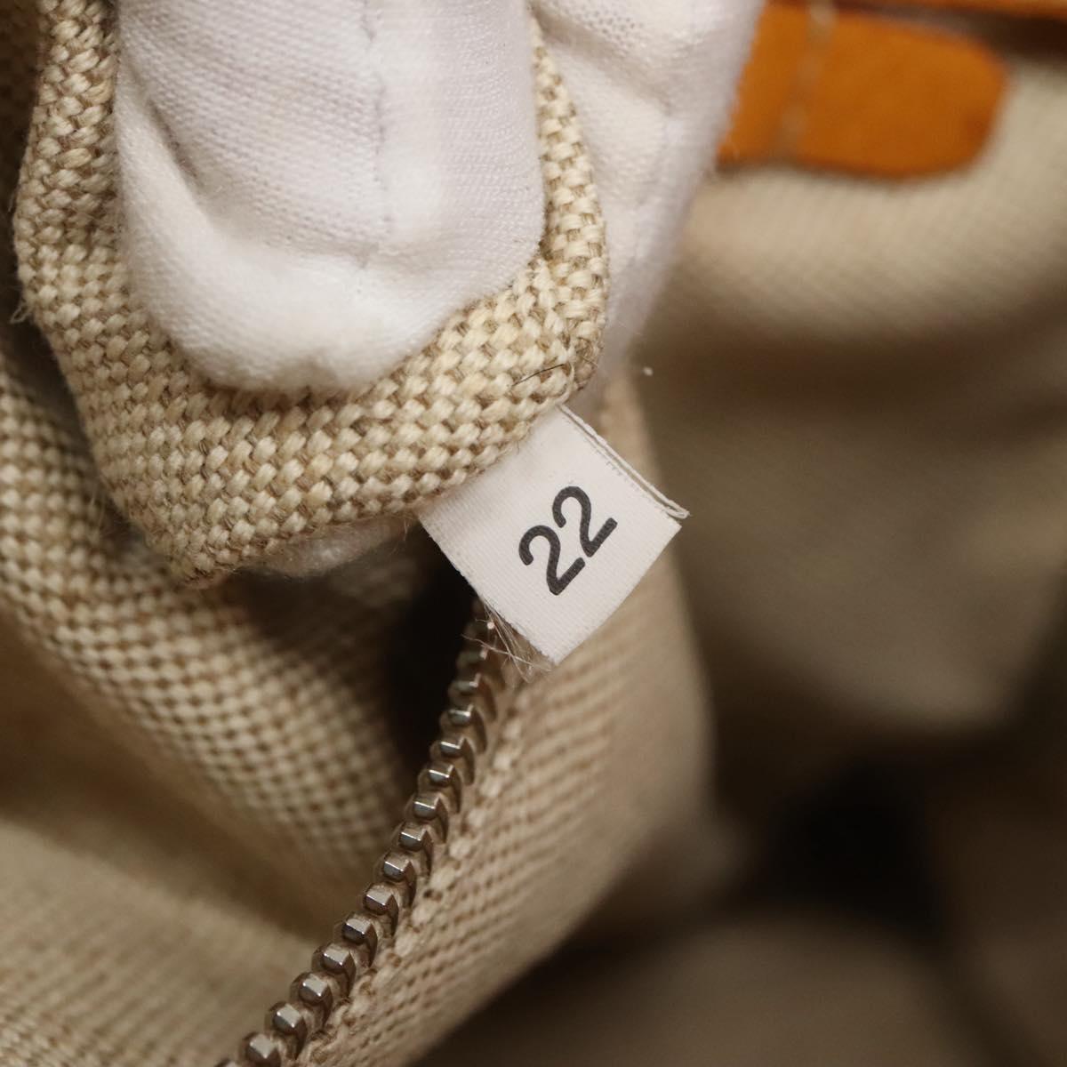 PRADA Hand Bag Canvas Beige Silver Auth 127392