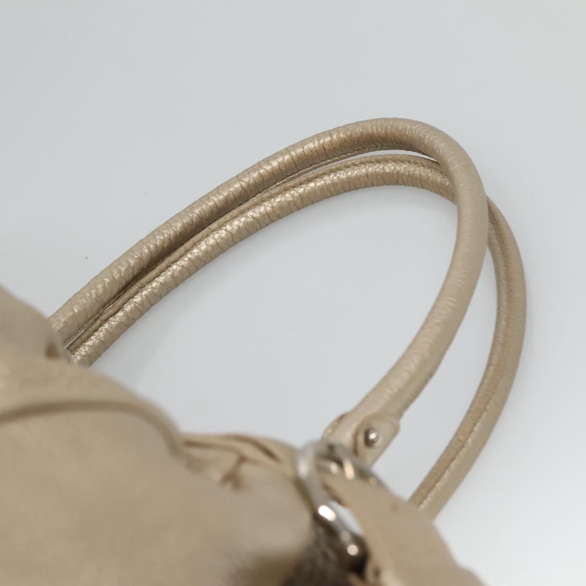 Salvatore Ferragamo Gancini Shoulder Bag Leather Gold Tone Silver Auth 127393