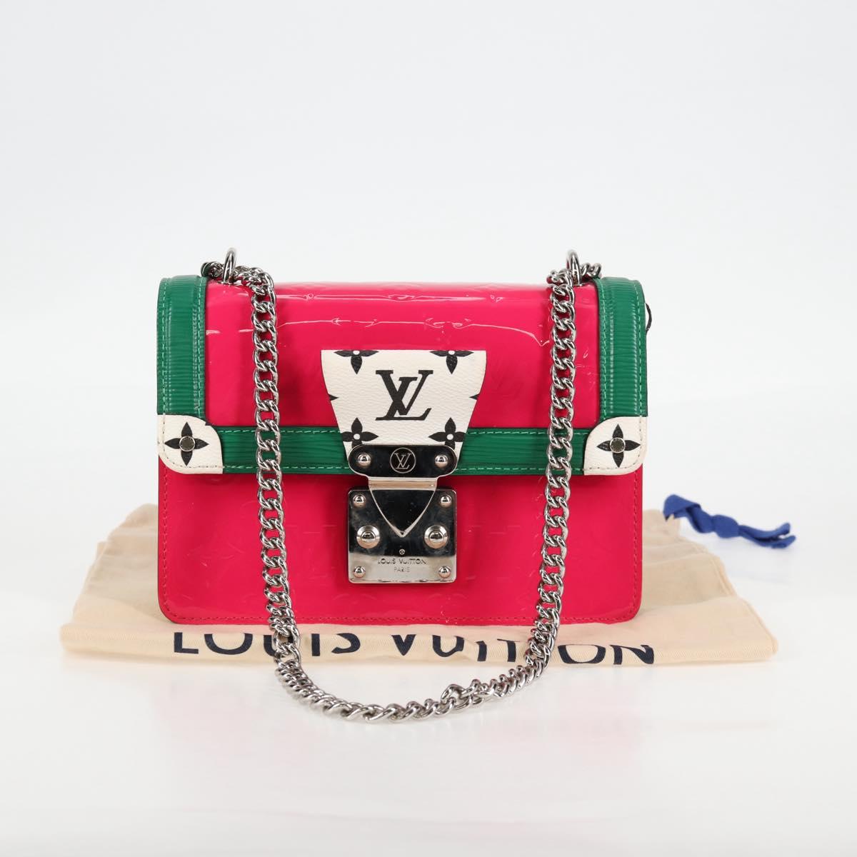 LOUIS VUITTON Vernis Winewood PM Shoulder Bag Rose Pop M90443 LV Auth 127441M