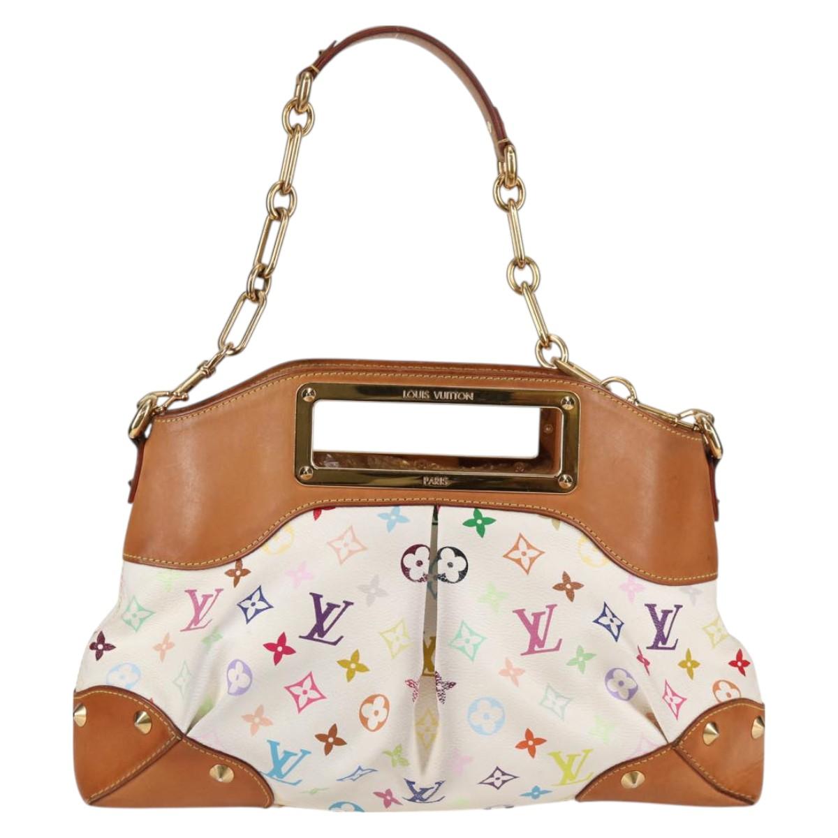LOUIS VUITTON Monogram Multicolor Judy MM Bag 2Way White M40255 LV Auth 127443
