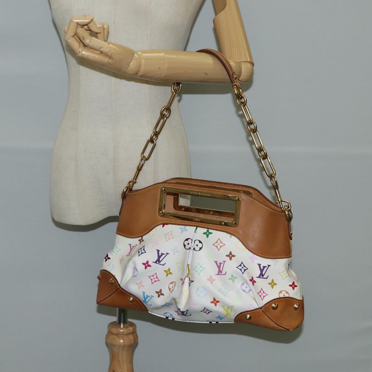 LOUIS VUITTON Monogram Multicolor Judy MM Bag 2Way White M40255 LV Auth 127443