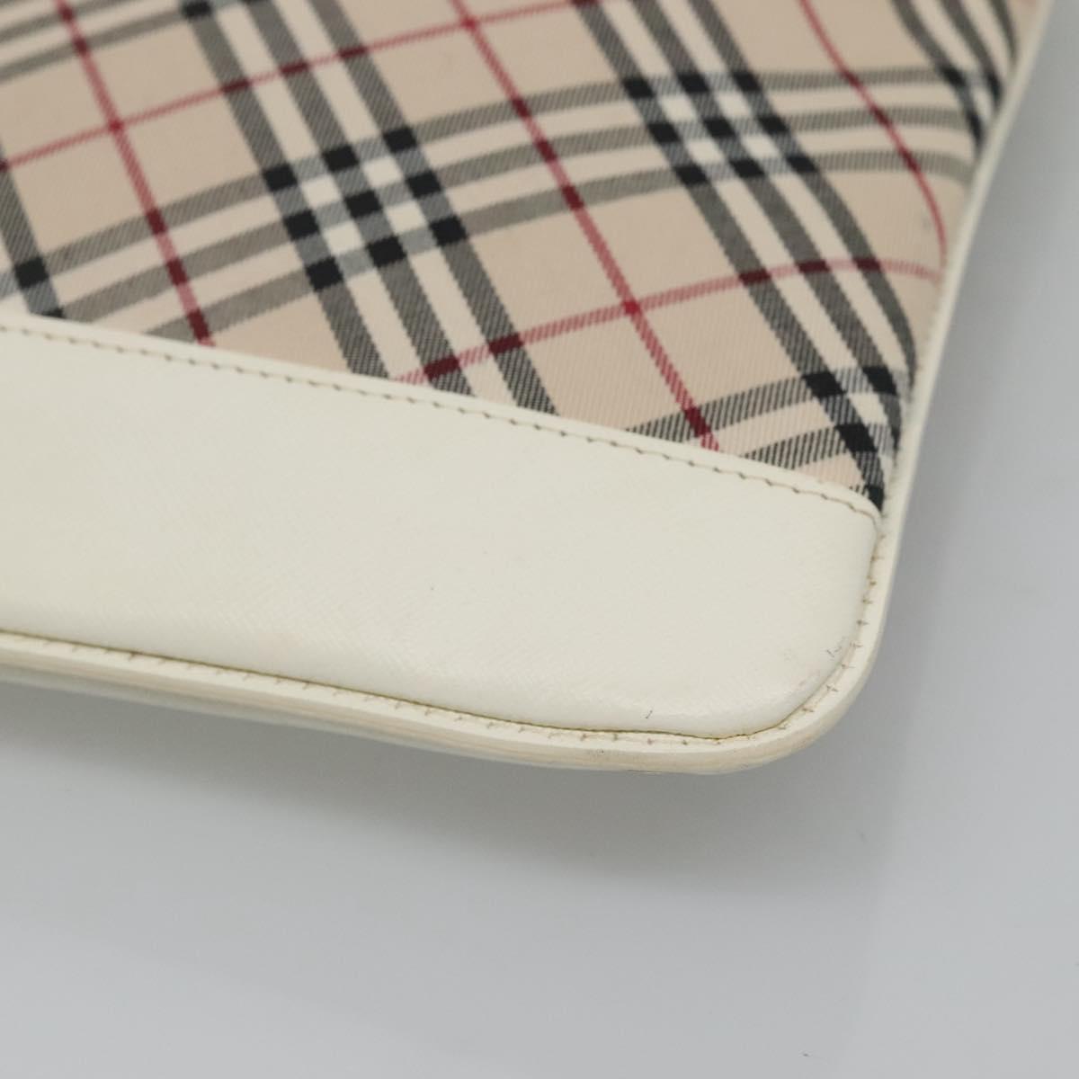 BURBERRY Nova Check Shoulder Bag Canvas Beige Silver Auth 127446