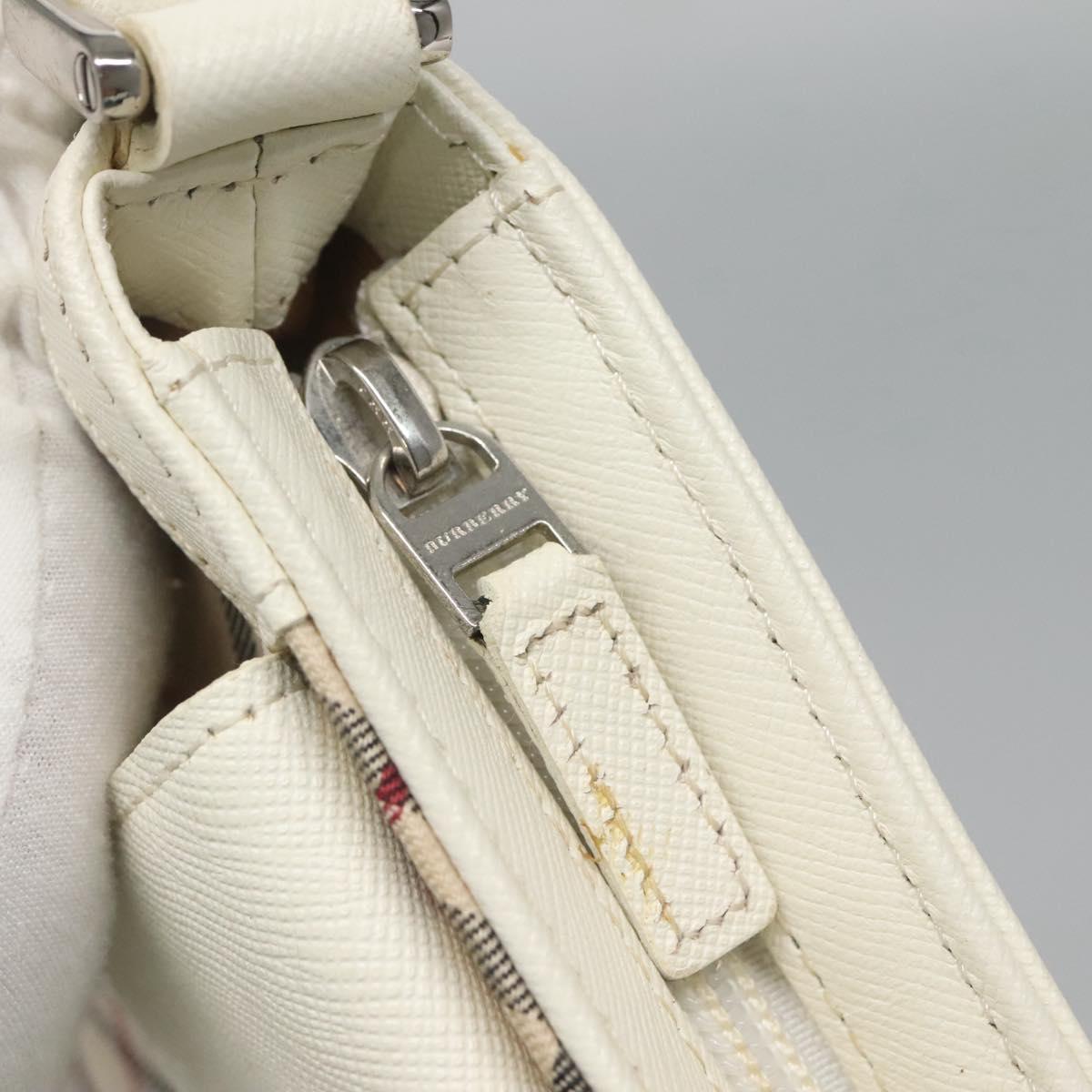 BURBERRY Nova Check Shoulder Bag Canvas Beige Silver Auth 127446