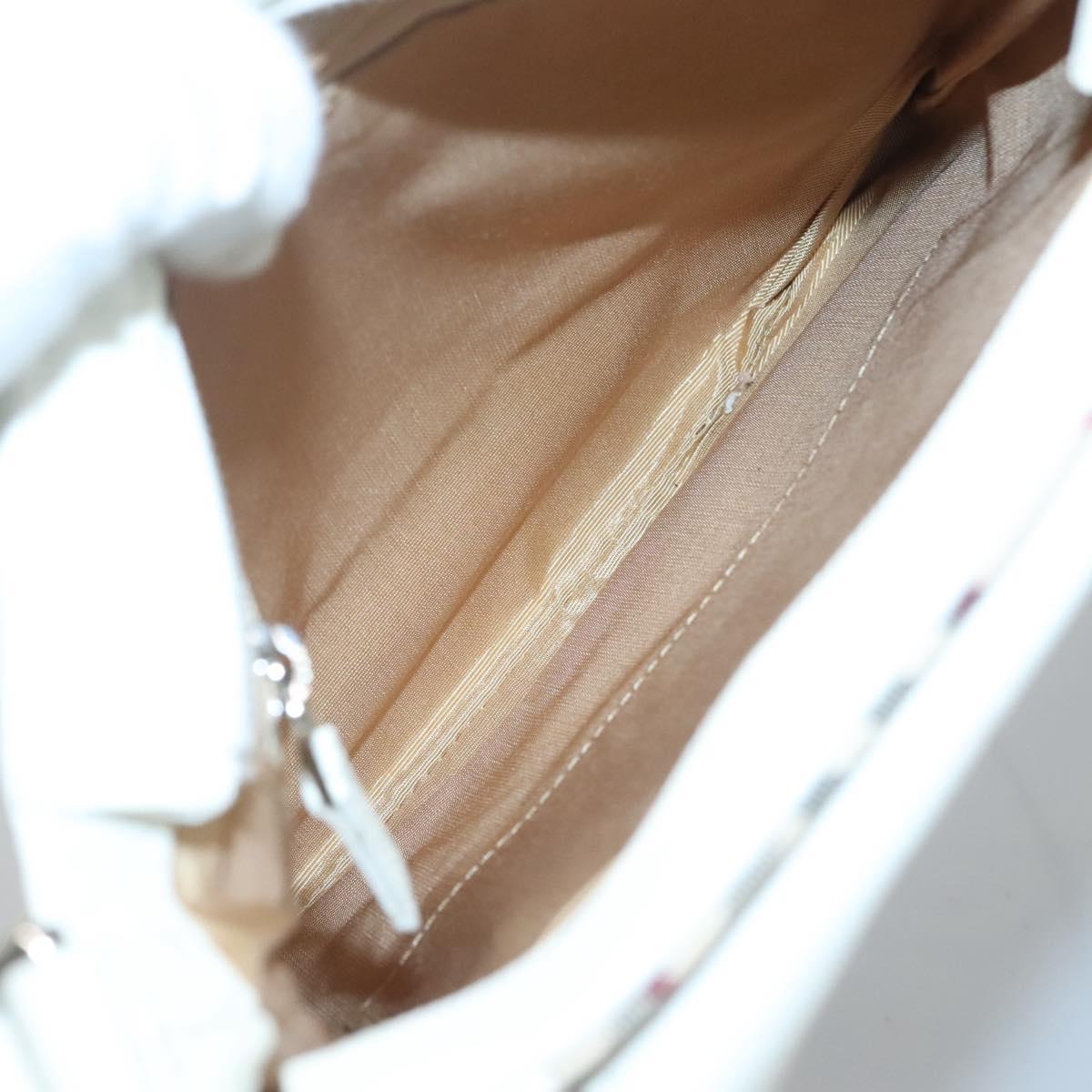BURBERRY Nova Check Shoulder Bag Canvas Beige Silver Auth 127446