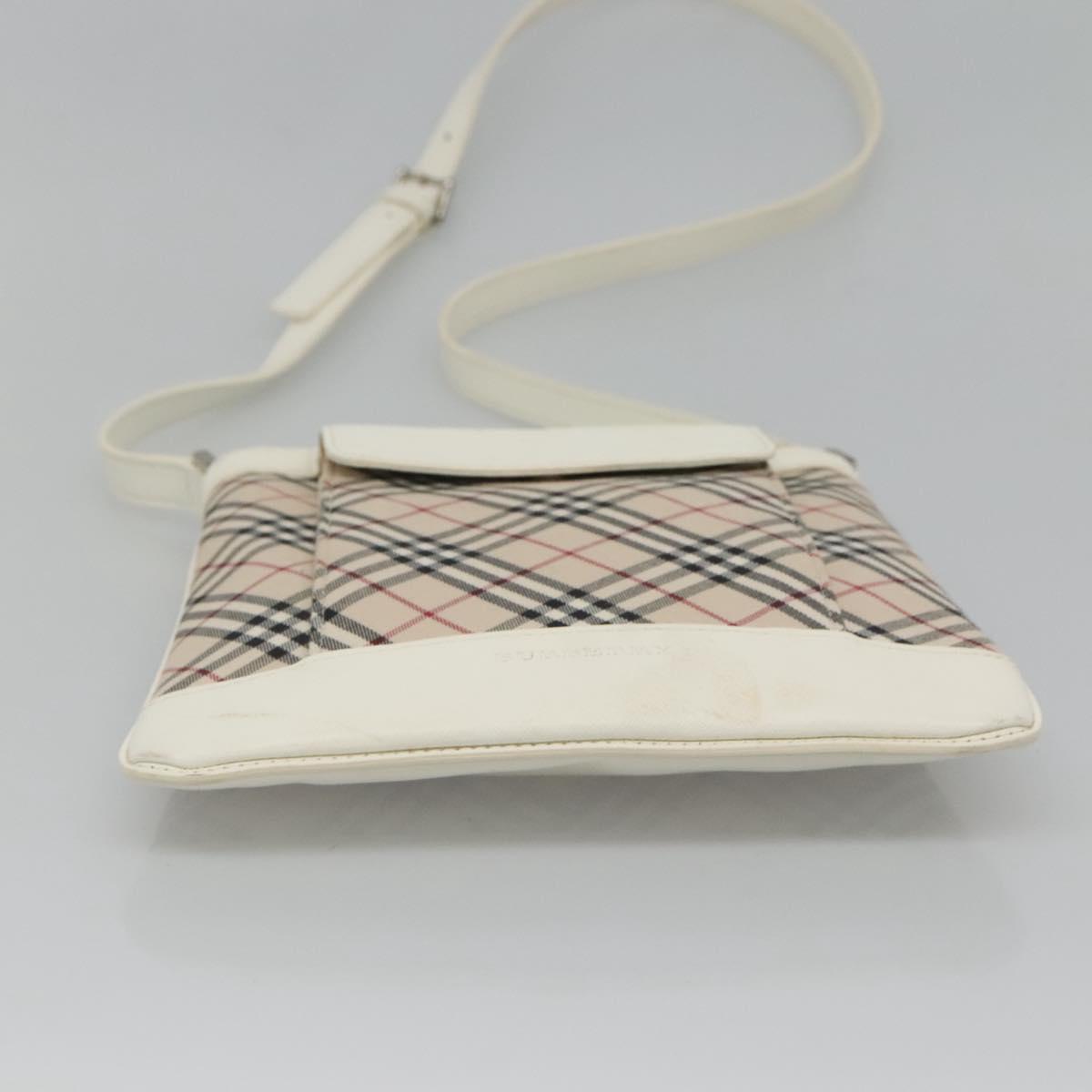 BURBERRY Nova Check Shoulder Bag Canvas Beige Silver Auth 127446