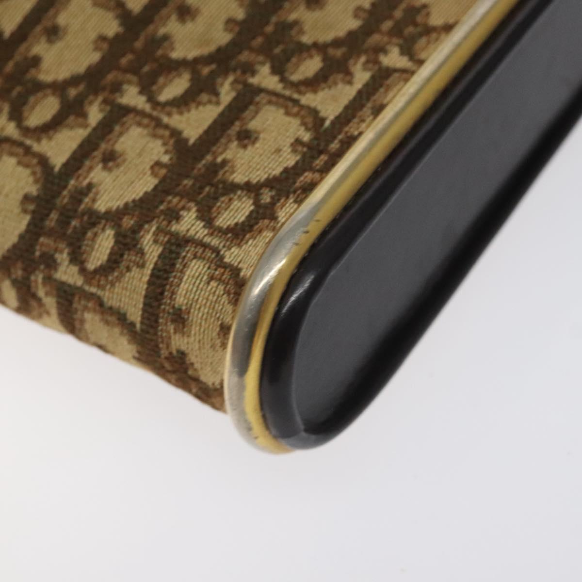 Christian Dior Trotter Canvas Shoulder Bag Brown Gold Auth 127452