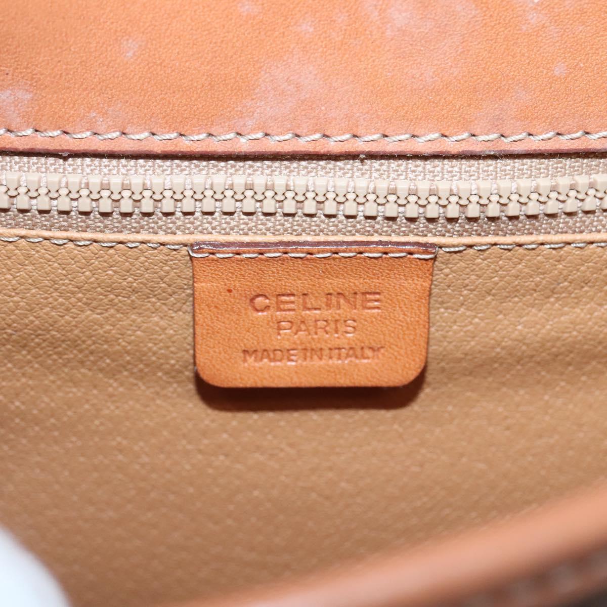 CELINE Macadam Canvas Shoulder Bag PVC Brown Gold Auth 127455