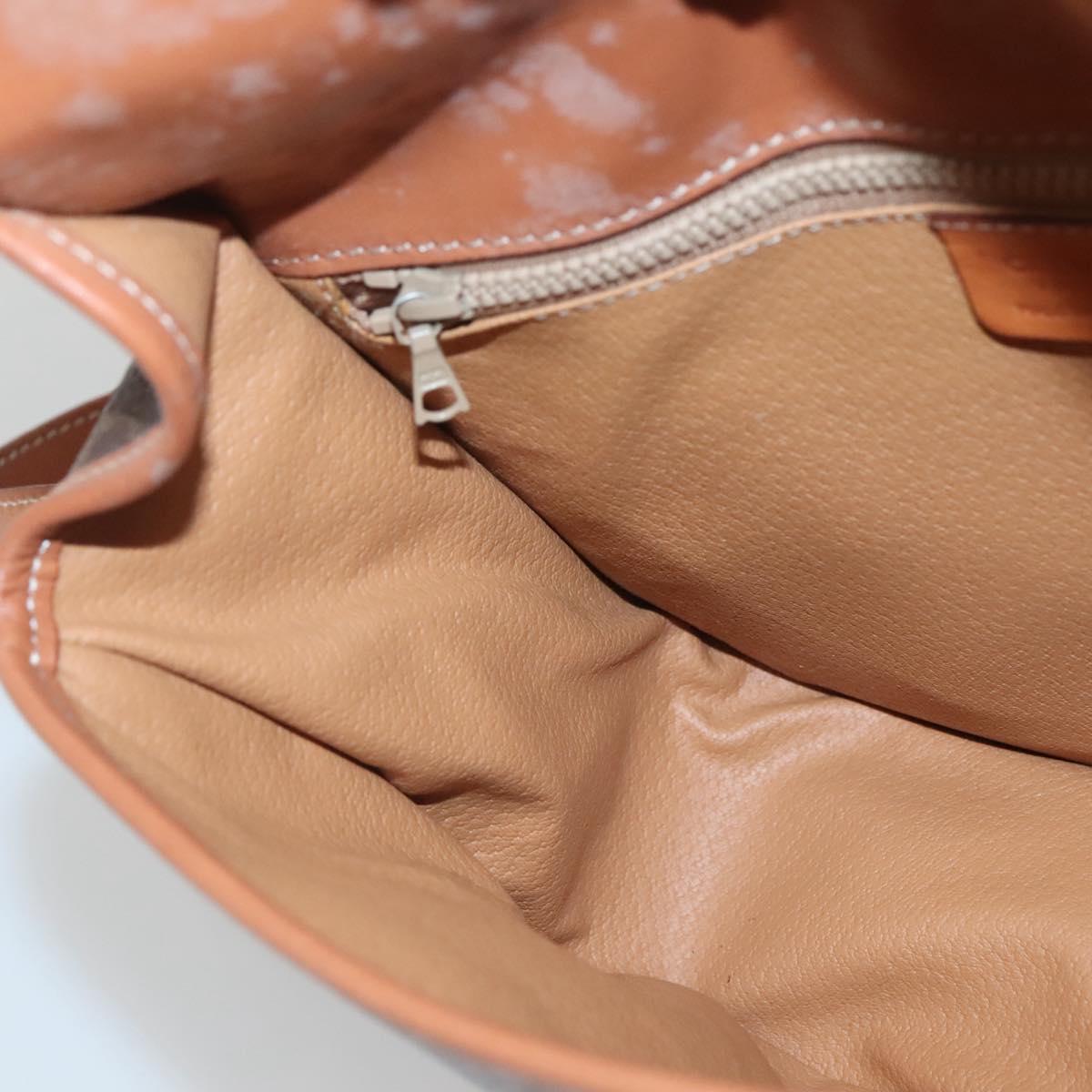 CELINE Macadam Canvas Shoulder Bag PVC Brown Gold Auth 127455