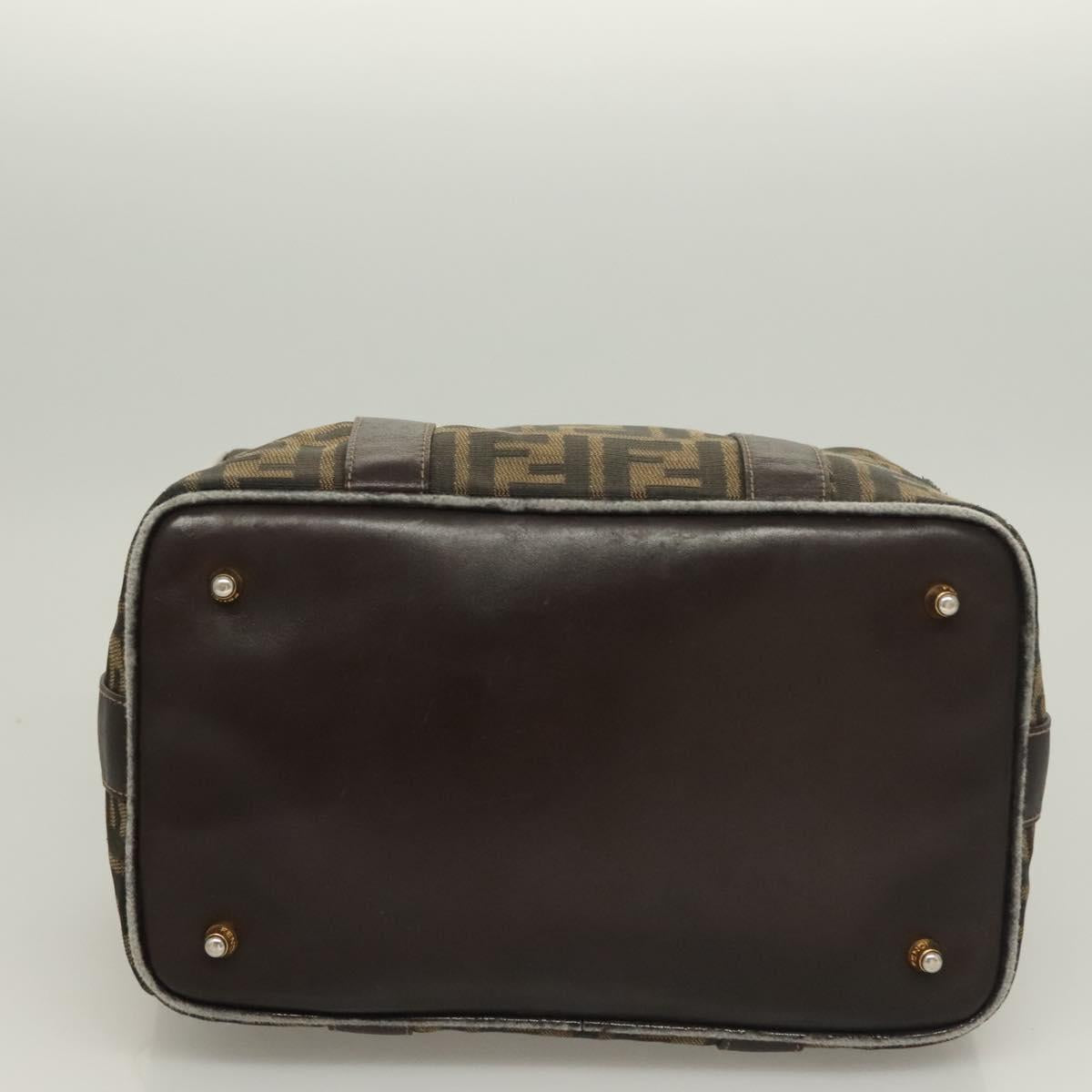 FENDI Zucca Canvas Hand Bag 2way Black Brown gold Auth 127476