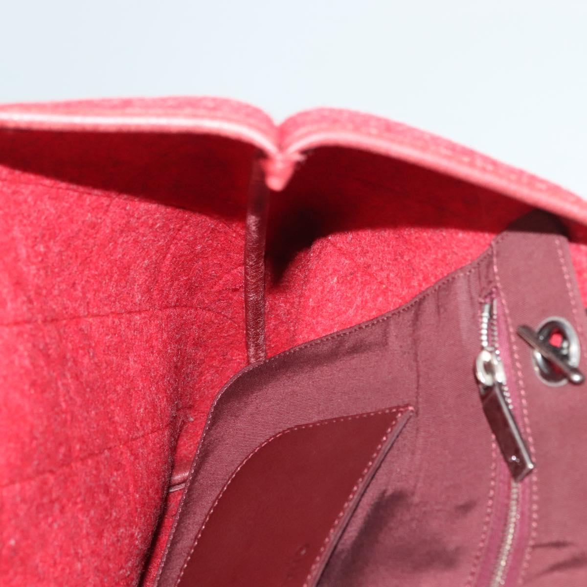 CHANEL Matelasse Chain Shoulder Bag Wool 2way Red CC Auth 127480