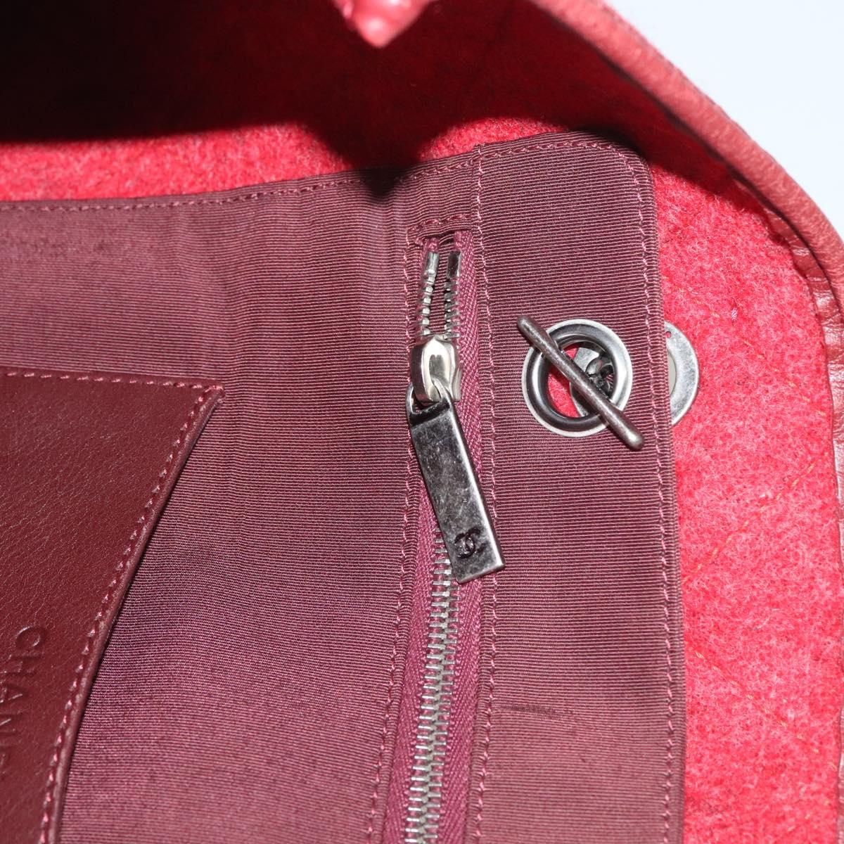 CHANEL Matelasse Chain Shoulder Bag Wool 2way Red CC Auth 127480