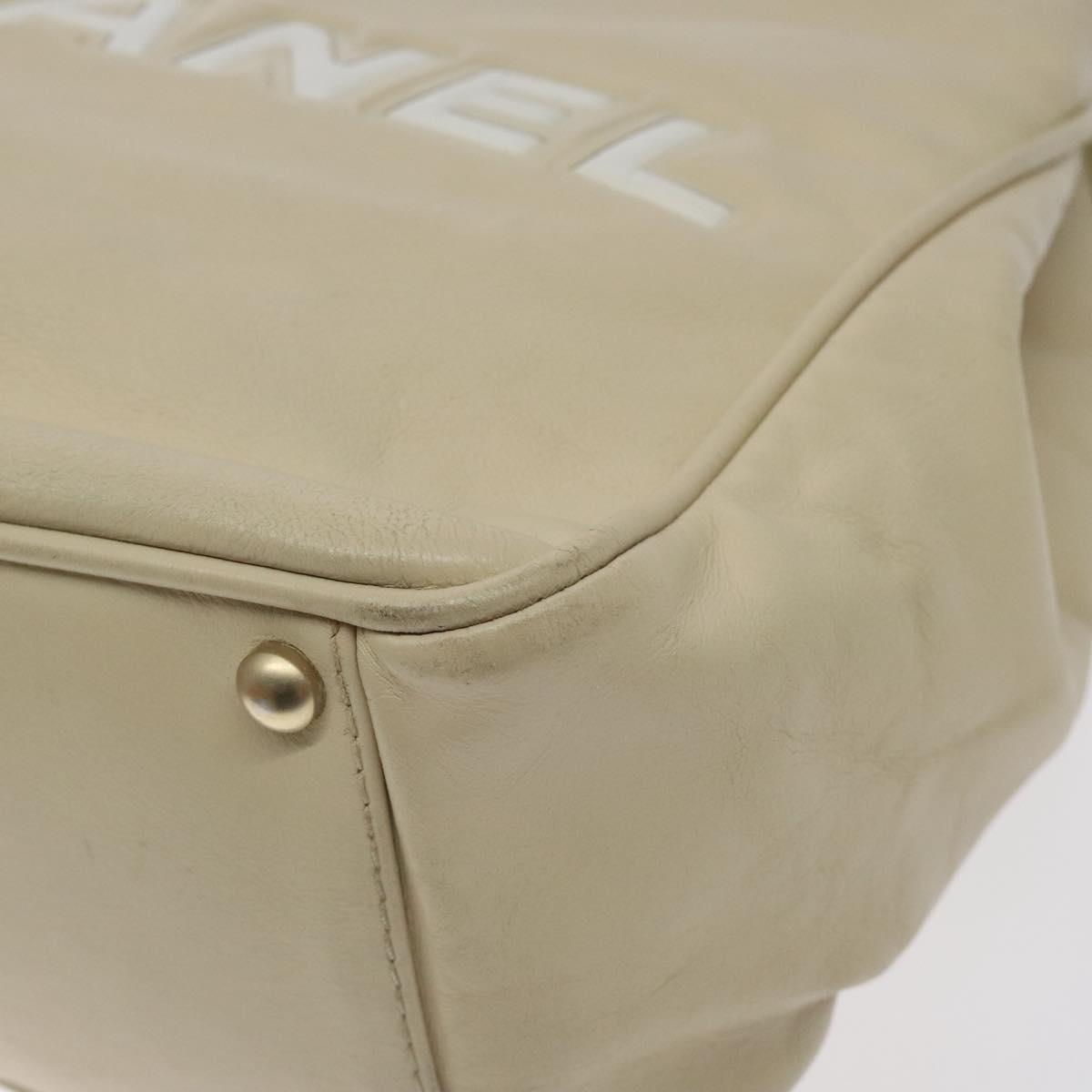 CHANEL Camelia Shoulder Bag Leather Ivory CC Auth 127482