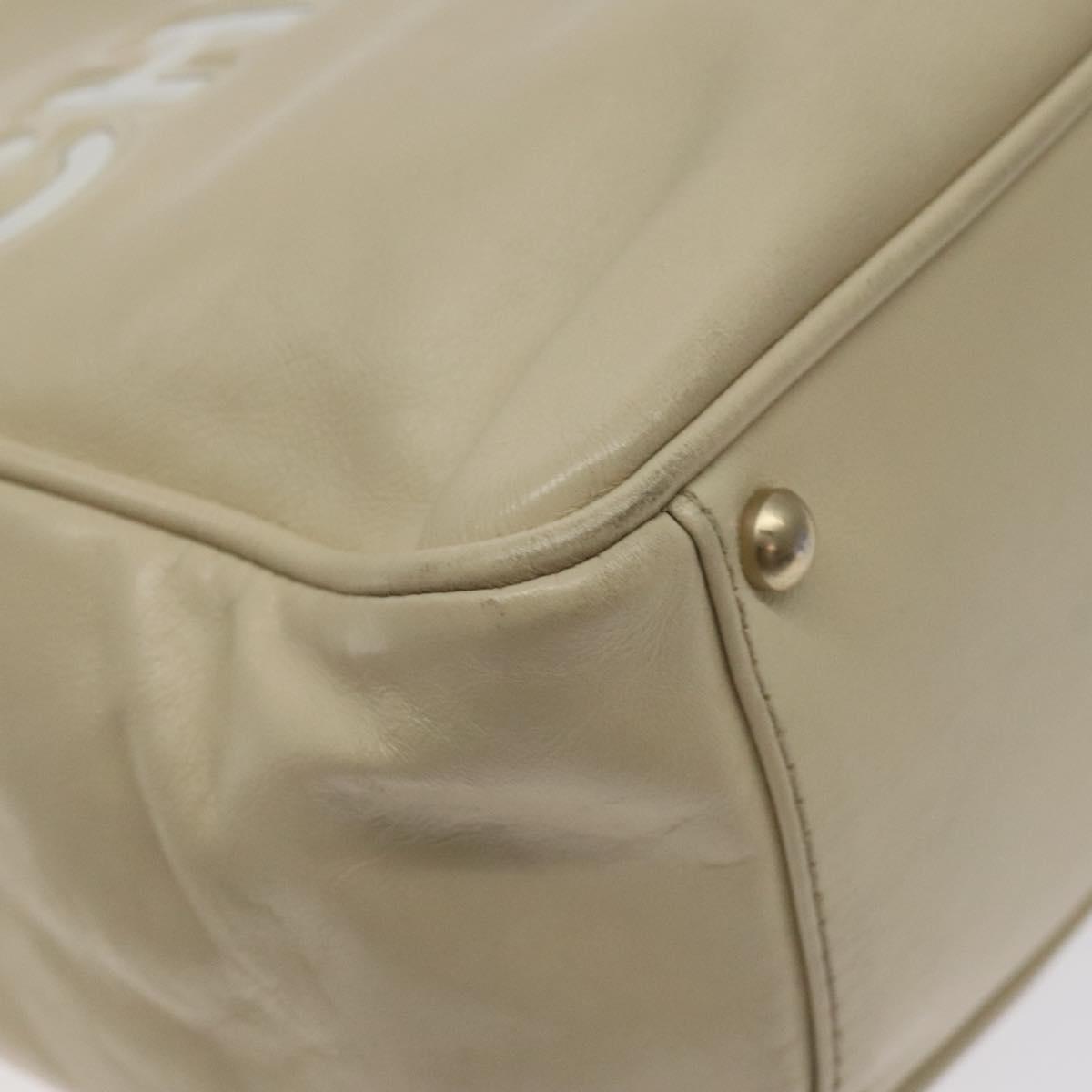 CHANEL Camelia Shoulder Bag Leather Ivory CC Auth 127482
