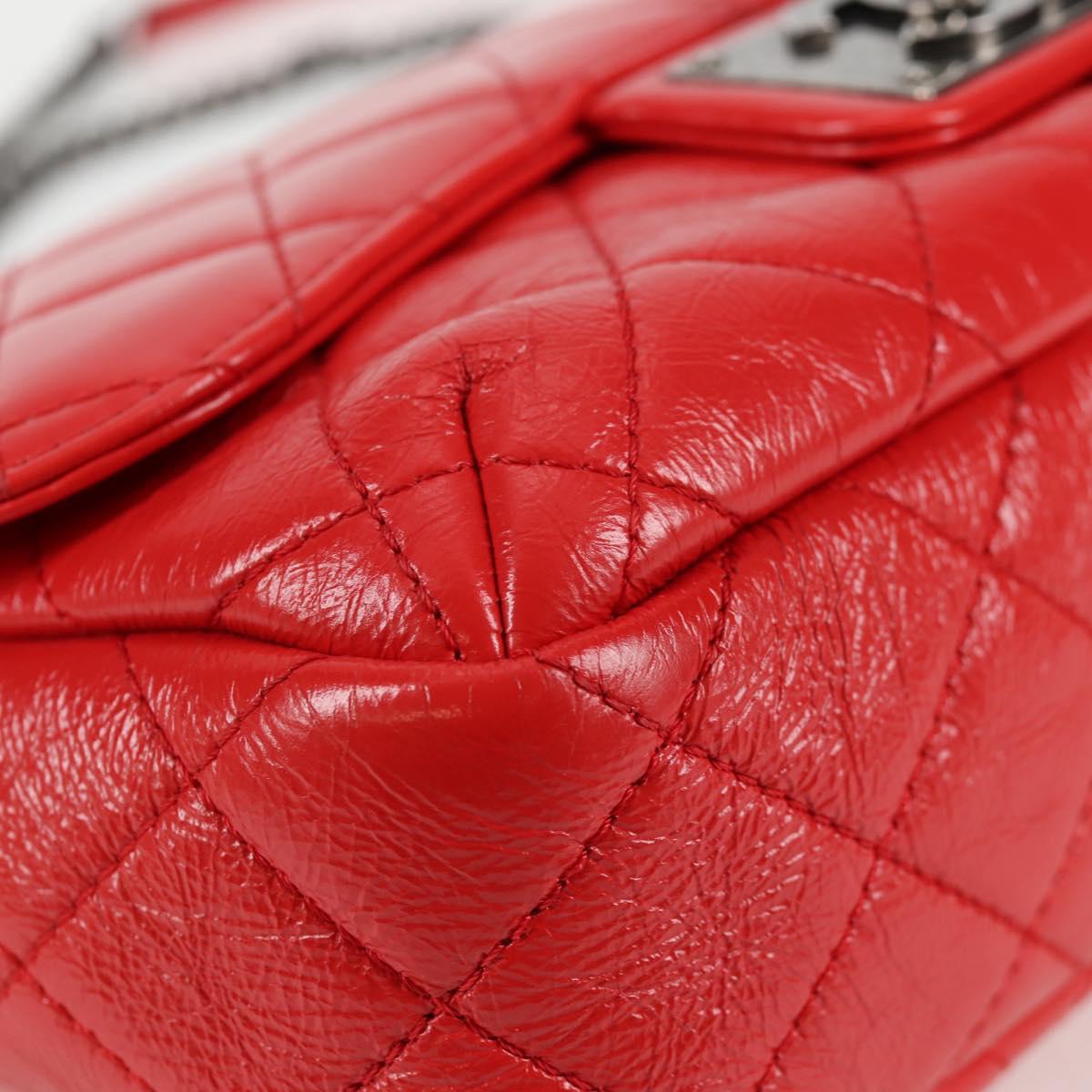 CHANEL Matelasse Chain Shoulder Bag Calf Skin Red CC Auth 127508M