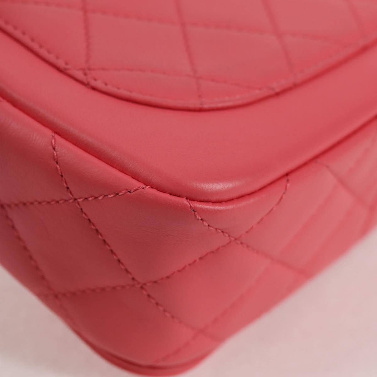 CHANEL Matelasse Bijoux Chain Shoulder Bag Lamb Skin Pink Gold CC Auth 127511M