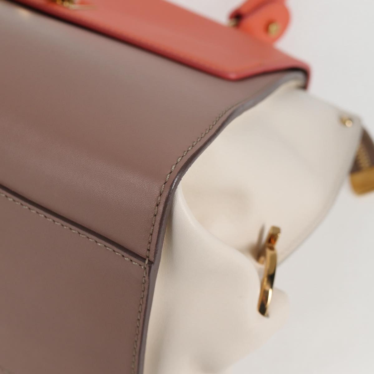 Salvatore Ferragamo Gancini Sofia Hand Bag Leather 2way Pink Gold Auth 127533M