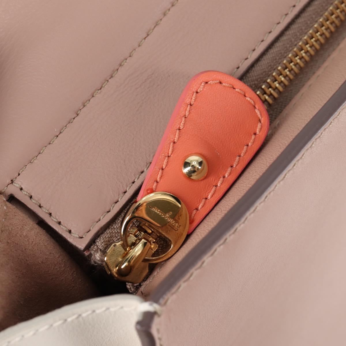 Salvatore Ferragamo Gancini Sofia Hand Bag Leather 2way Pink Gold Auth 127533M