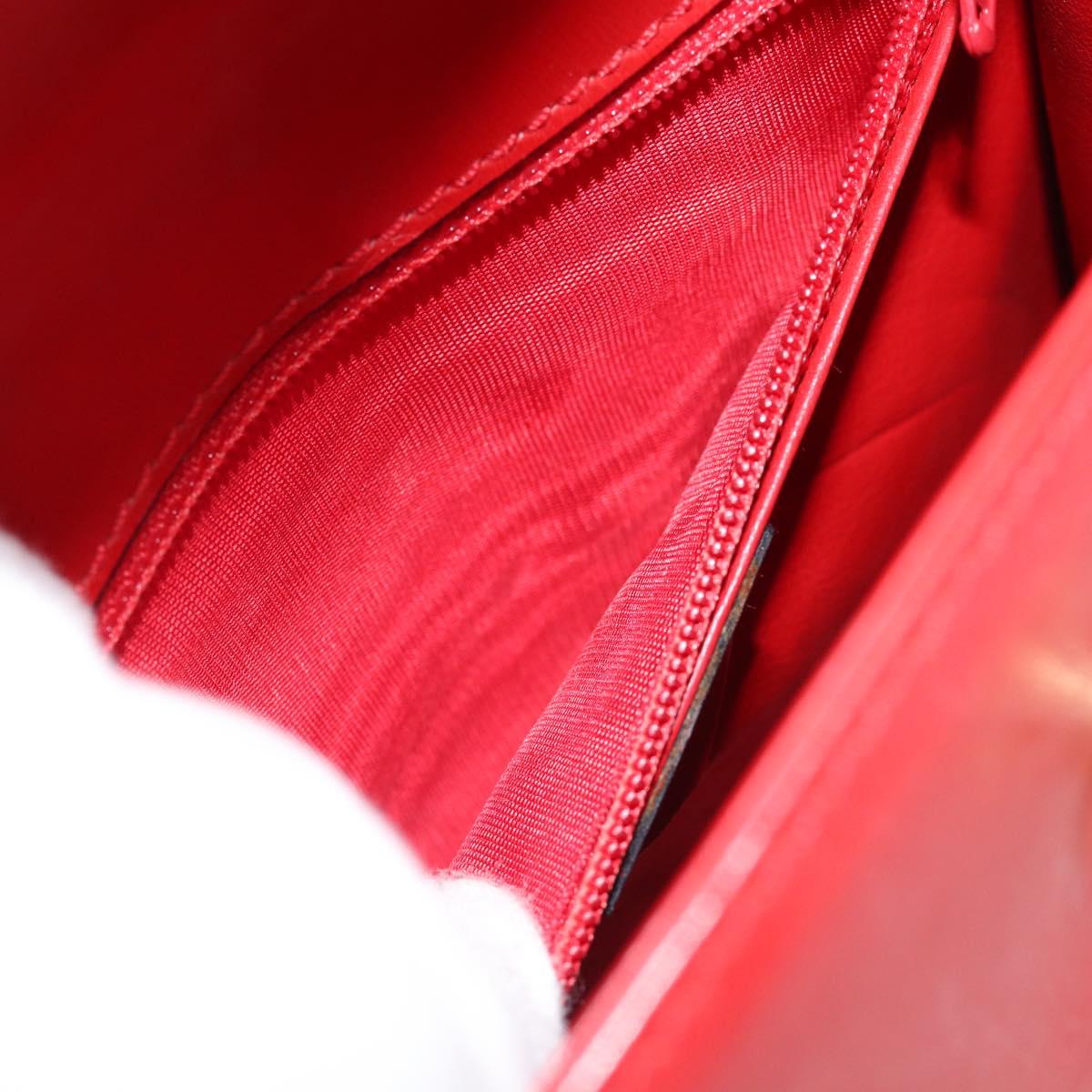 CELINE Hand Bag Leather 2way Red Gold Auth 127535