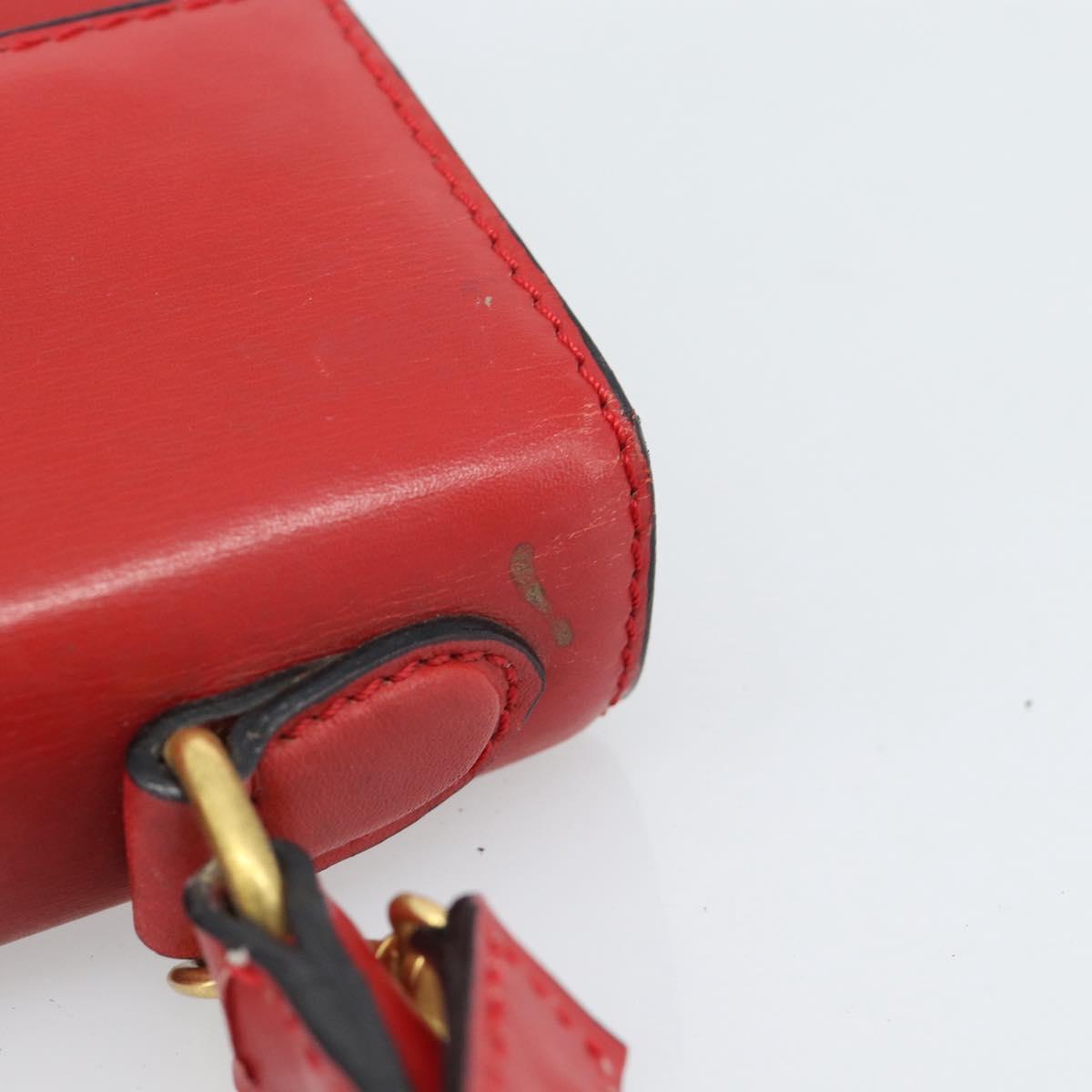 CELINE Hand Bag Leather 2way Red Gold Auth 127535