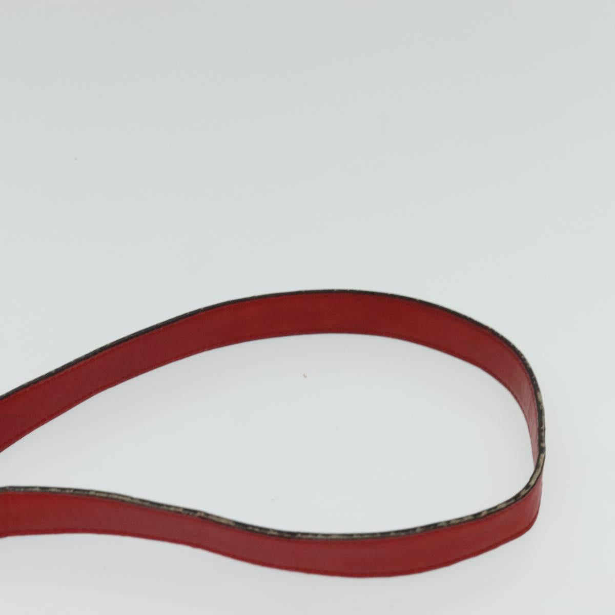 CELINE Chain Shoulder Bag Leather Red Gold Auth 127536
