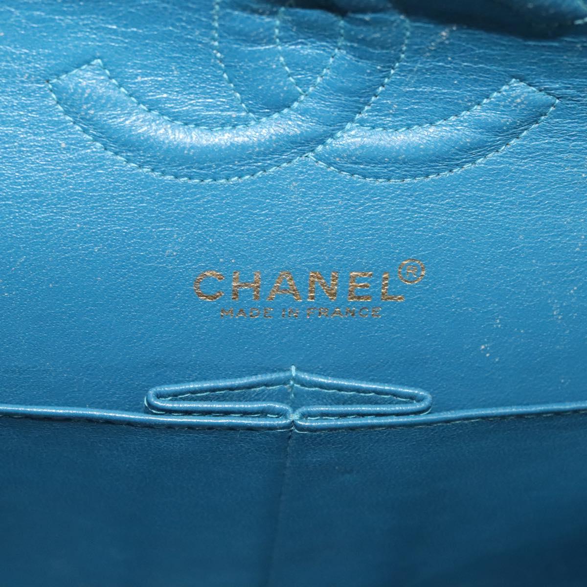 CHANEL Icon Line Matelasse Chain Shoulder Bag Canvas Navy Gold CC Auth 127540SV