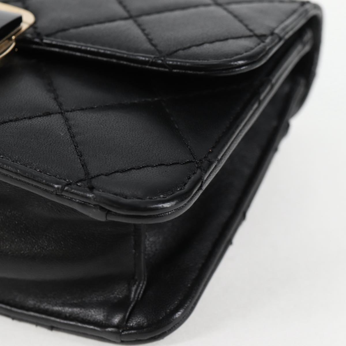 CHANEL Matelasse Chain Shoulder Bag Lamb Skin Black Gold CC Auth 127542SAM
