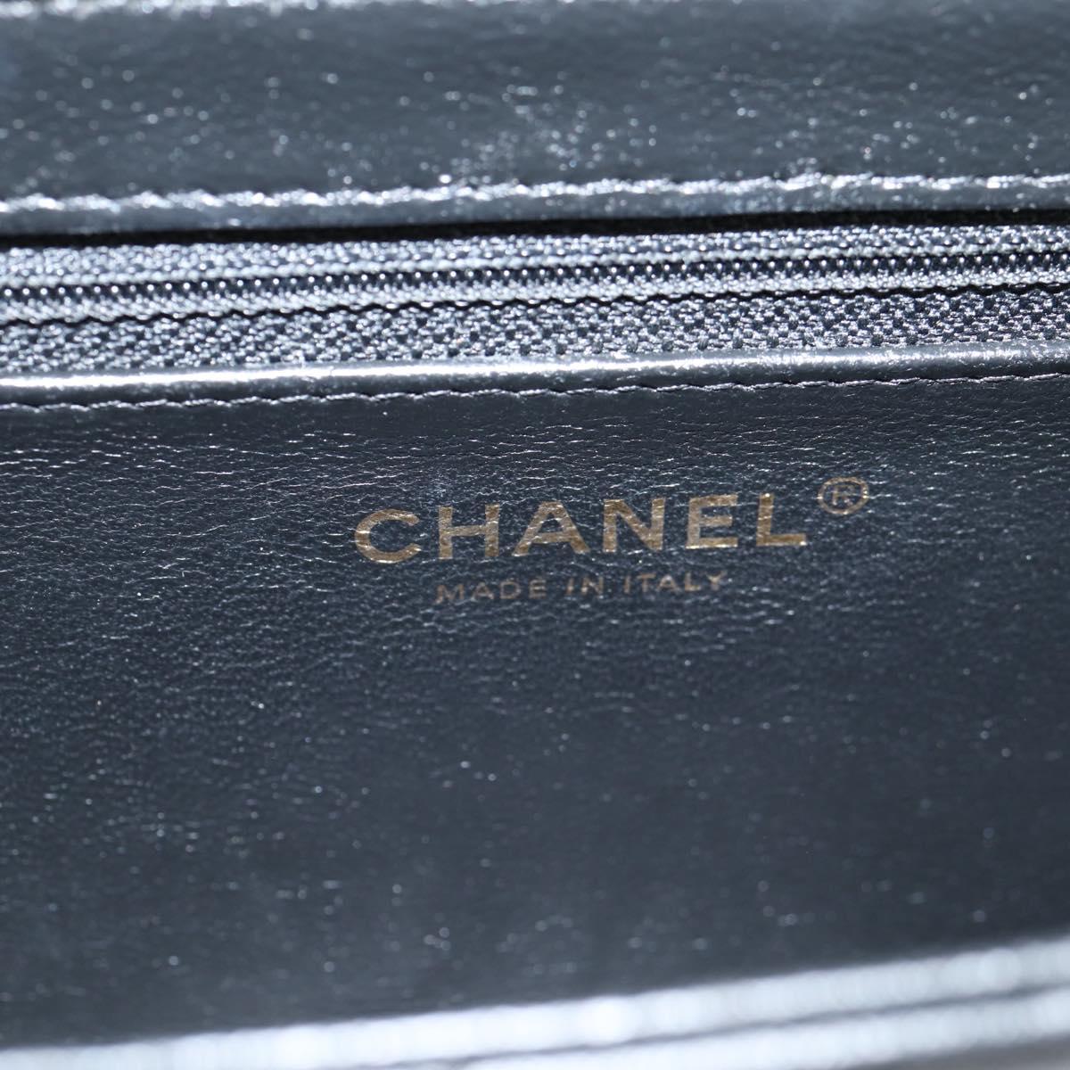 CHANEL Matelasse Chain Shoulder Bag Lamb Skin Black Gold CC Auth 127542M