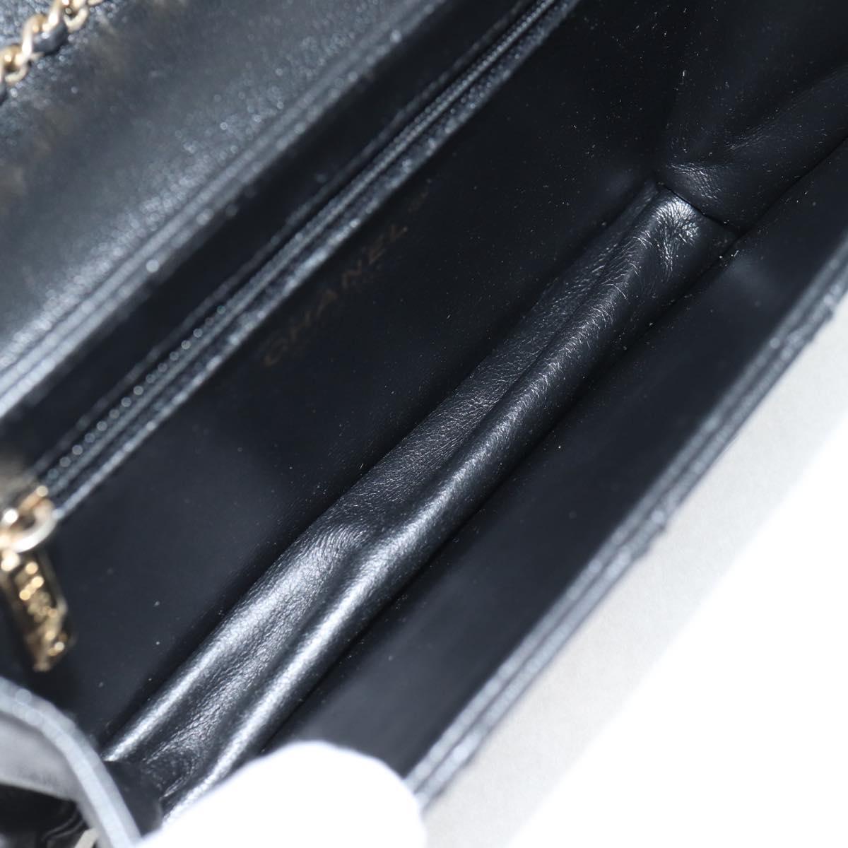 CHANEL Matelasse Chain Shoulder Bag Lamb Skin Black Gold CC Auth 127542SAM