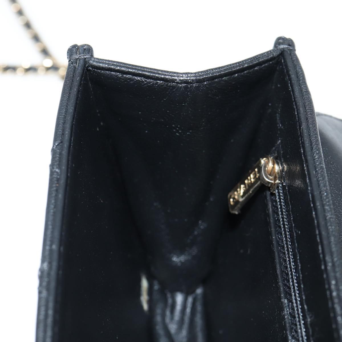 CHANEL Matelasse Chain Shoulder Bag Lamb Skin Black Gold CC Auth 127542SAM